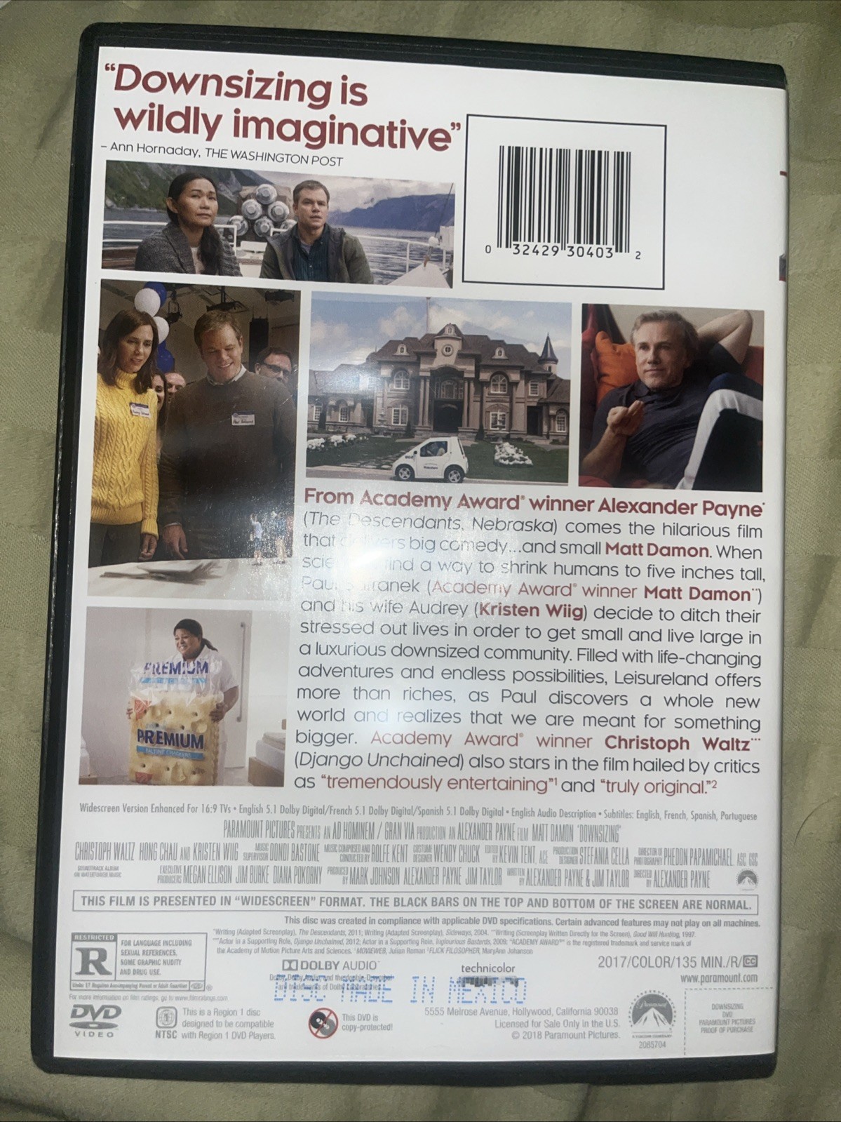 Downsizing 2017 DVD Starring Matt Damon