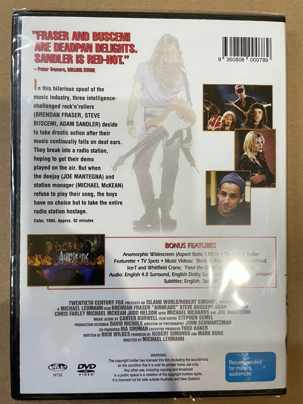 AIRHEADS (1994) Brendan Fraser Adam Sandler DVD BRAND NEW