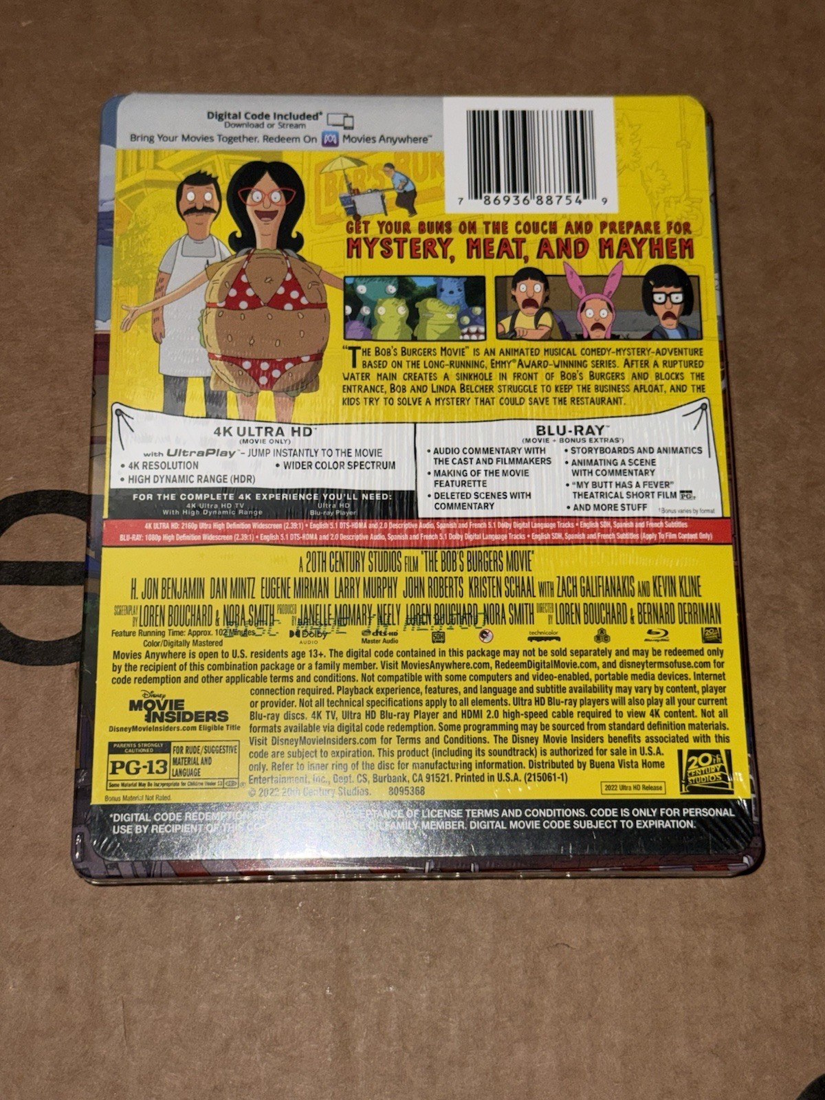 The Bob’s Burgers Movie Best Buy Exclusive SteelBook 4K Blu-ray 2022 NEW SEALED