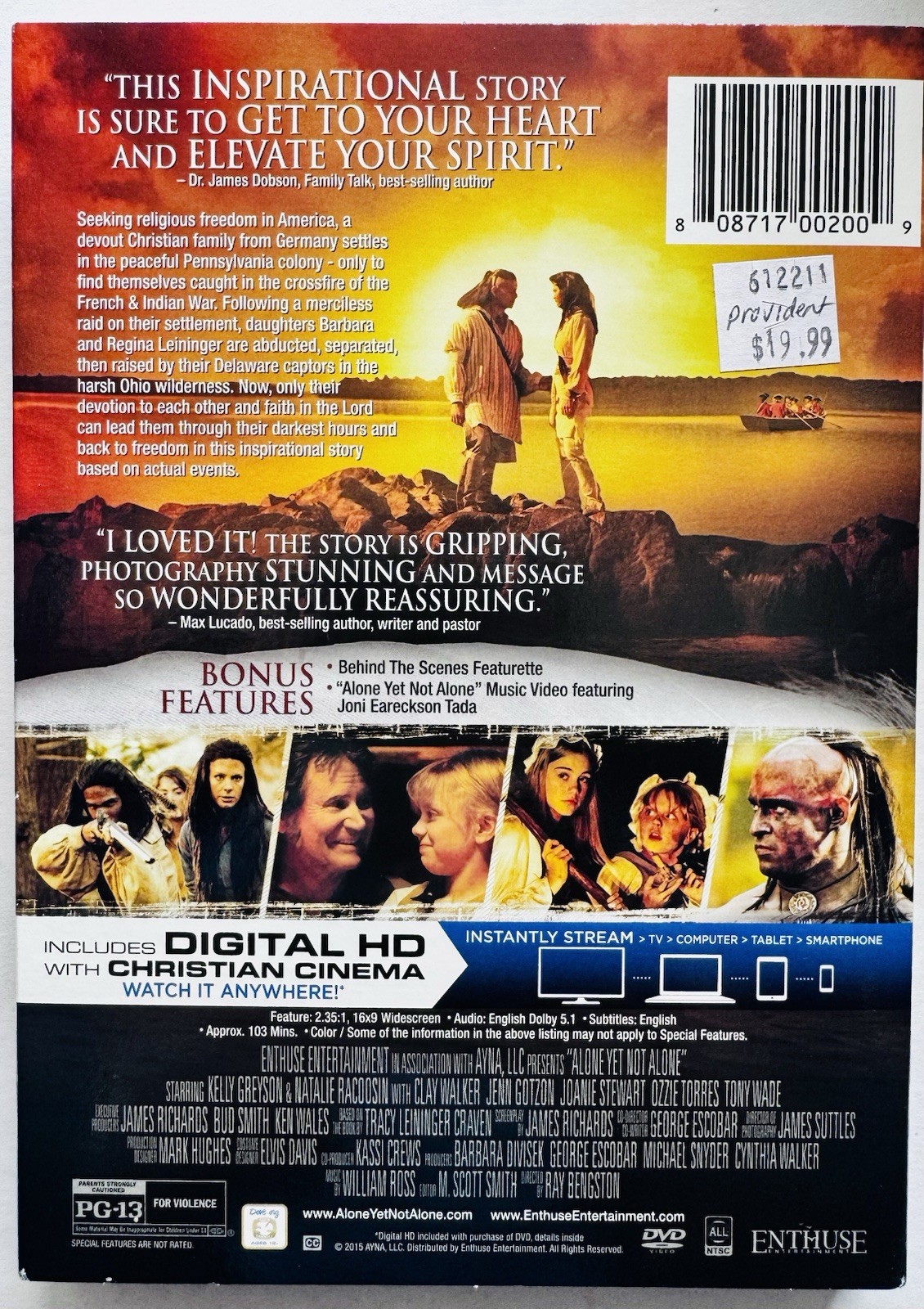 Alone Yet Not Alone DVD + Digital HD PG-13 2015 103 Min Region 0 Behind Scenes