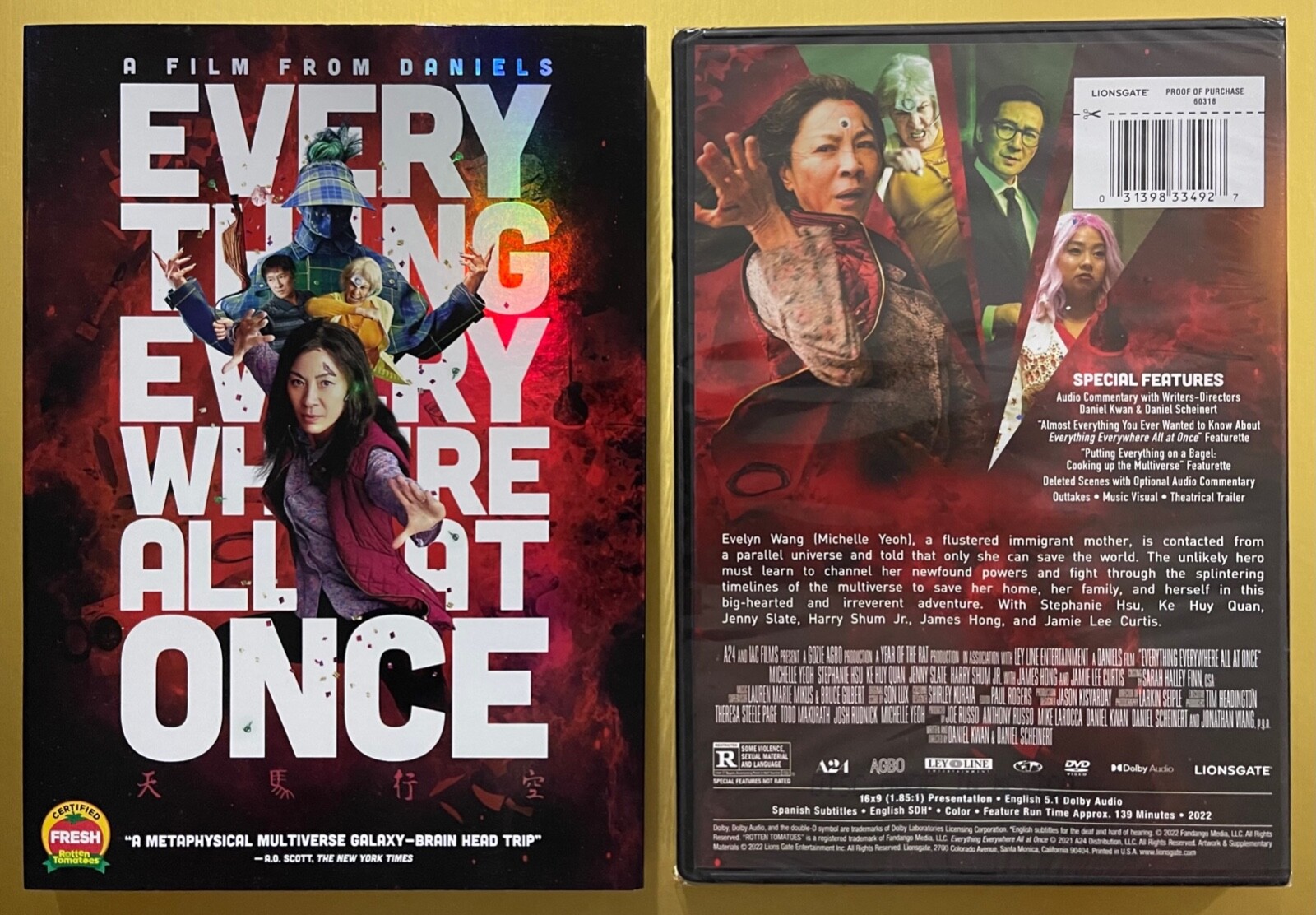 EVERYTHING EVERYWHERE ALL AT ONCE ACTION GENRE FACTORY SEALED STANDARD DVD SLIP