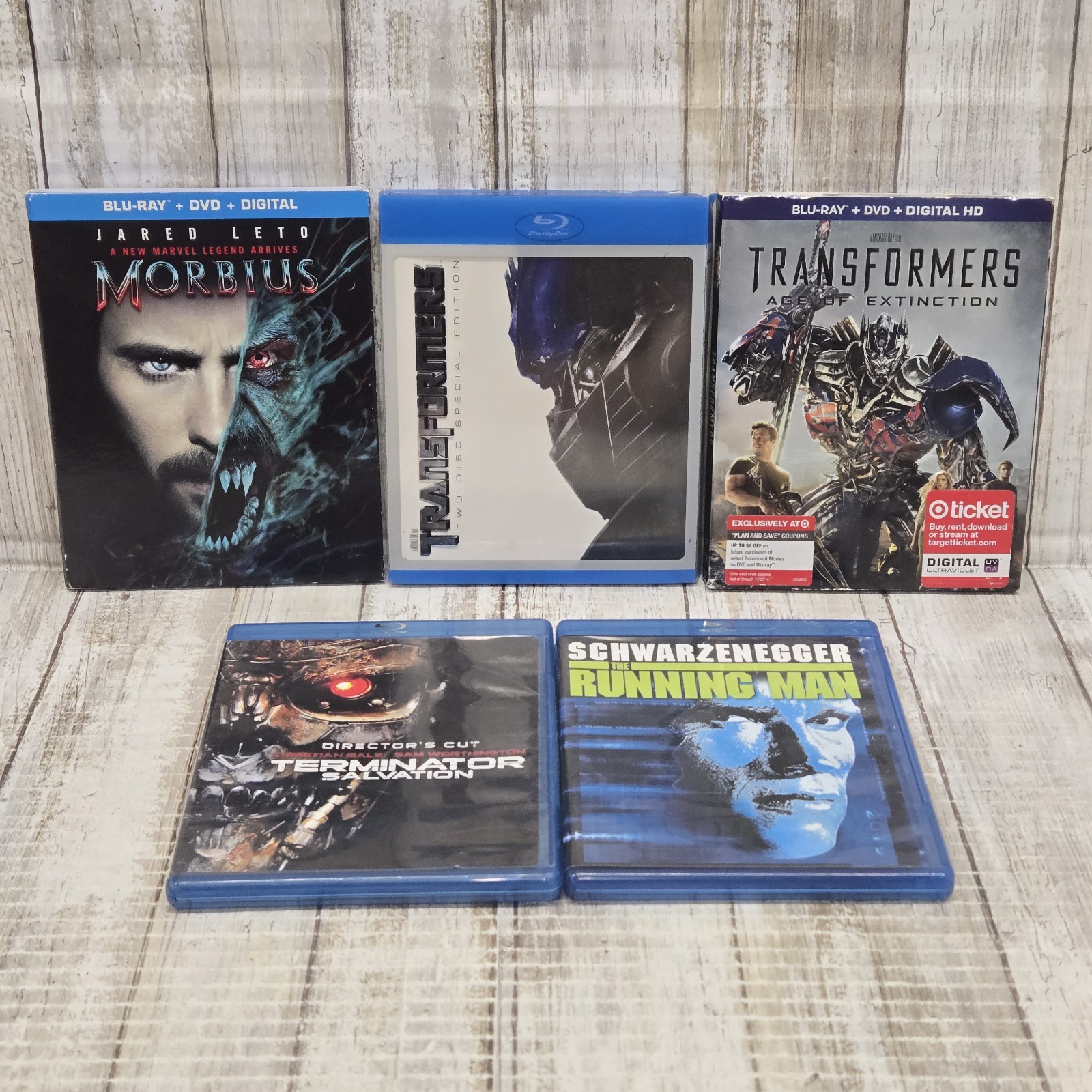 Lot Of 5 Blu-Ray Sci-Fi Action Movies – Transformers, Terminator, Morbius