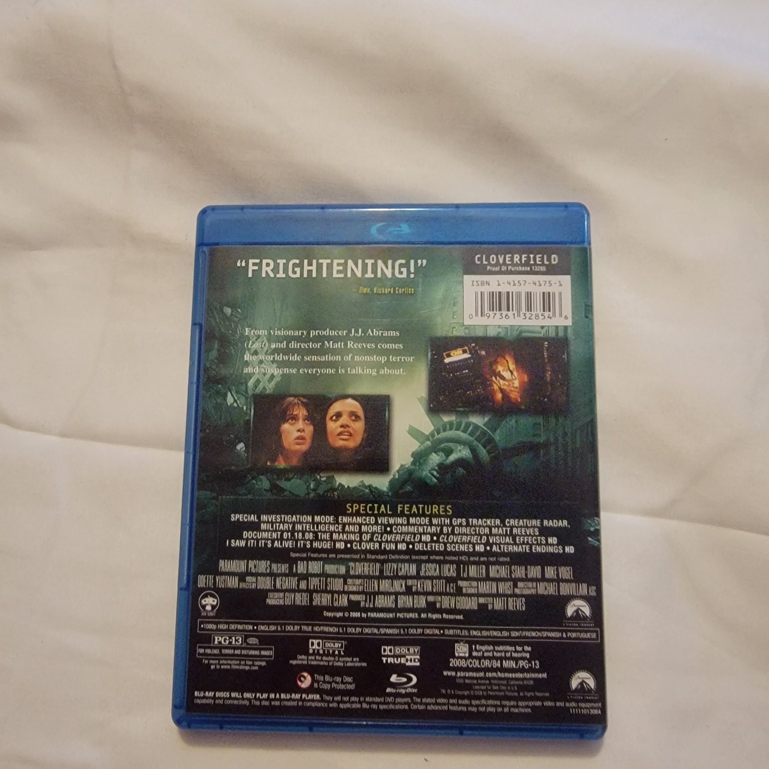 Cloverfield Blu-ray 2008 Director Matt Reeves J.J. Abrams Special Features