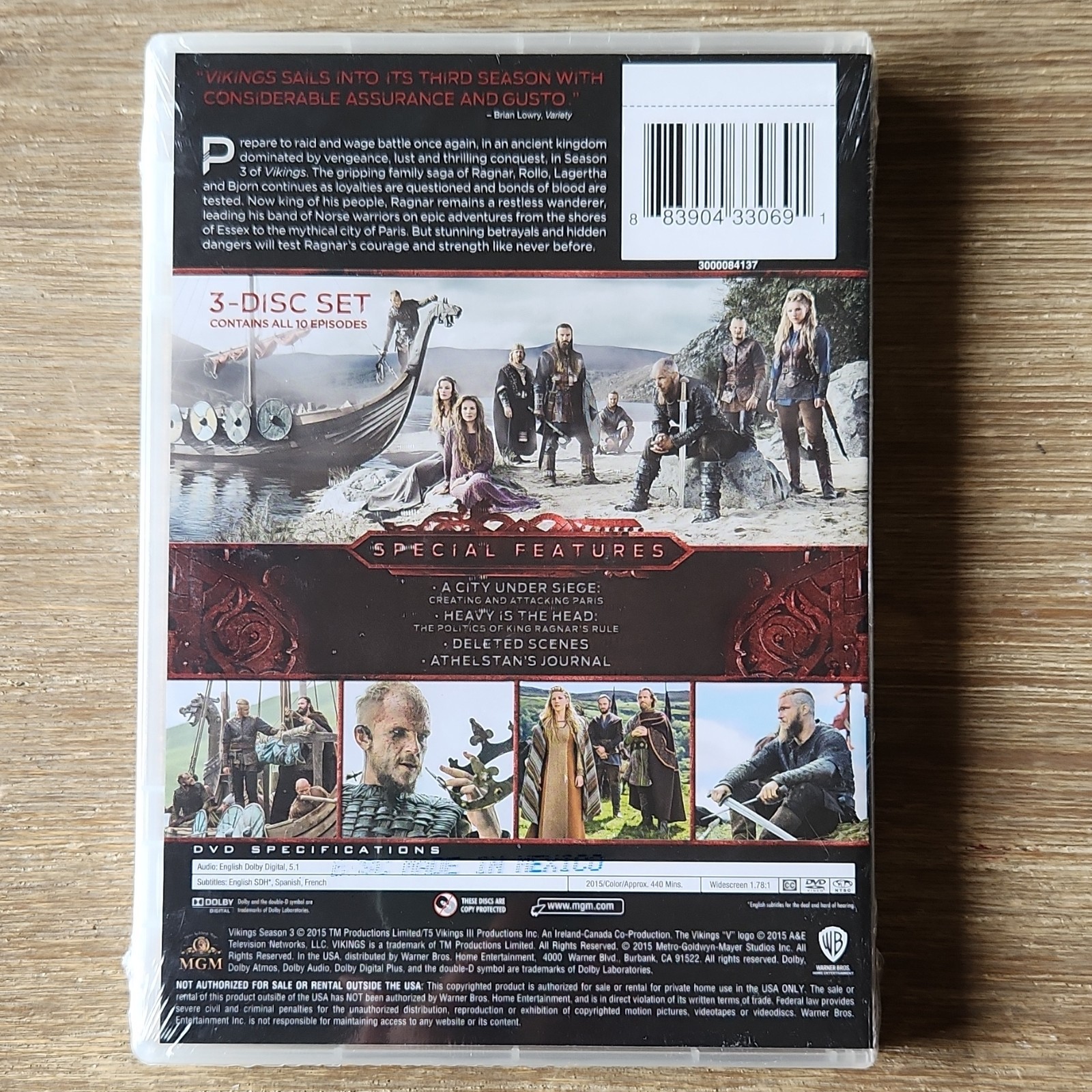 MGM Vikings Complete Third Season DVD Box Set 1.78:1 Region 1 English French Sp…
