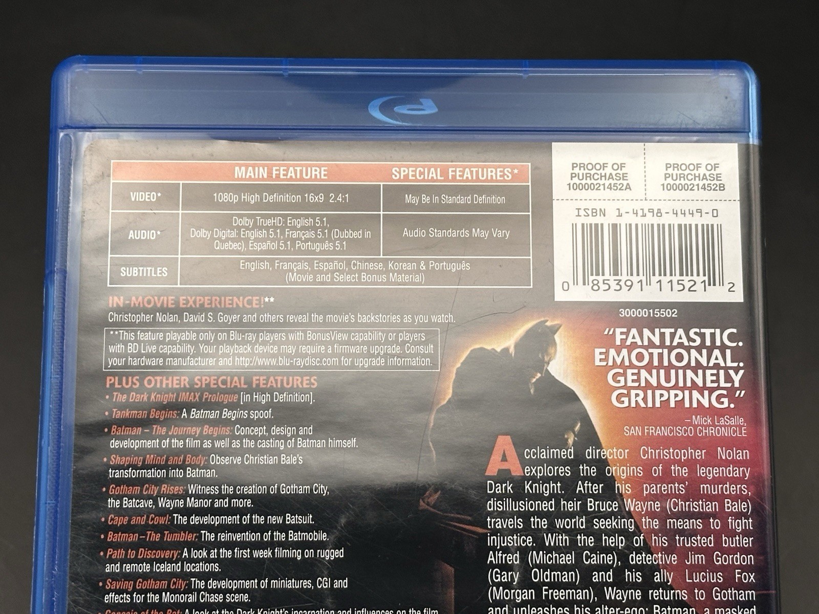 Batman Begins (Blu-ray, 2008) Christian Bale – Tested & Working – READ