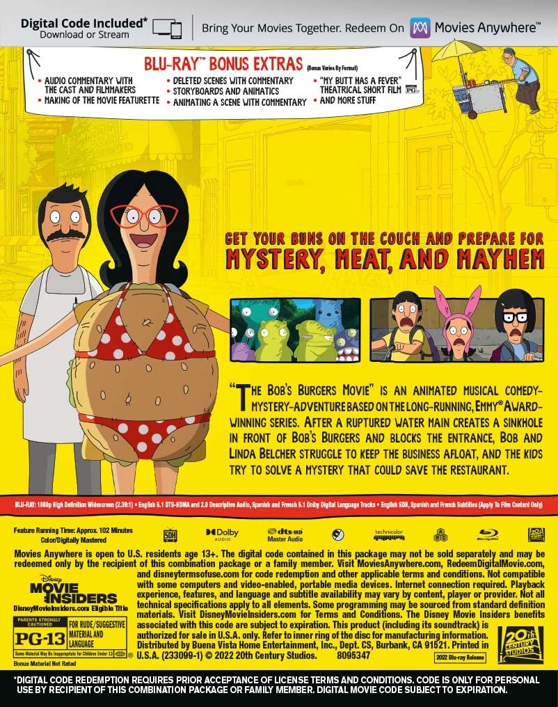 The Bob’s Burgers Movie (Blu-ray) Kristen Schaal Zach Galifianakis Keven Kline