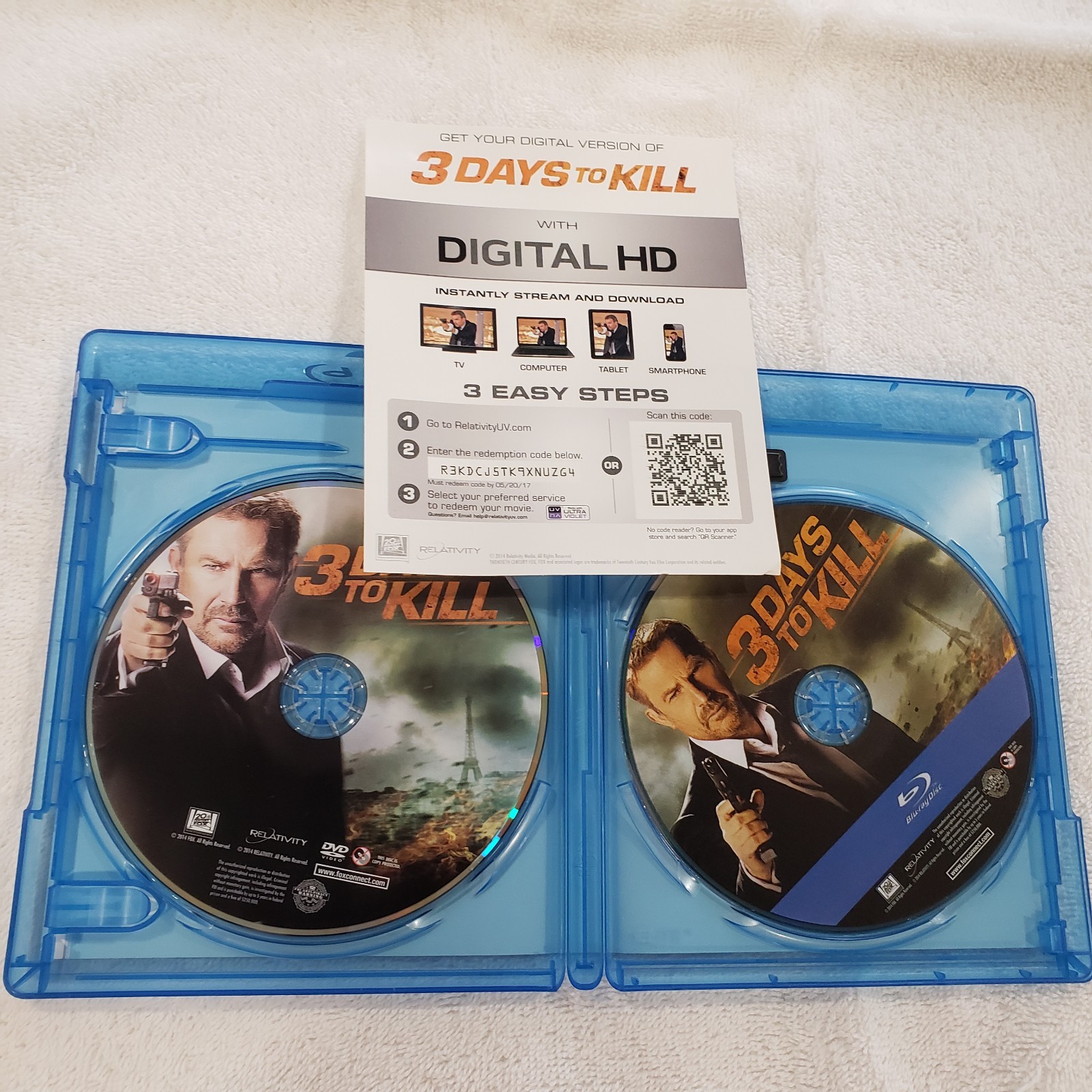 3 Days To Kill Blu-ray DVD Kevin Costner Amber Heard Hailee Steinfeld Read