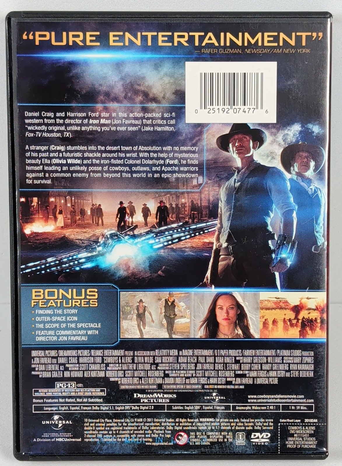 Cowboys And Aliens (2011) Standard Edition DVD Daniel Craig Free Shipping