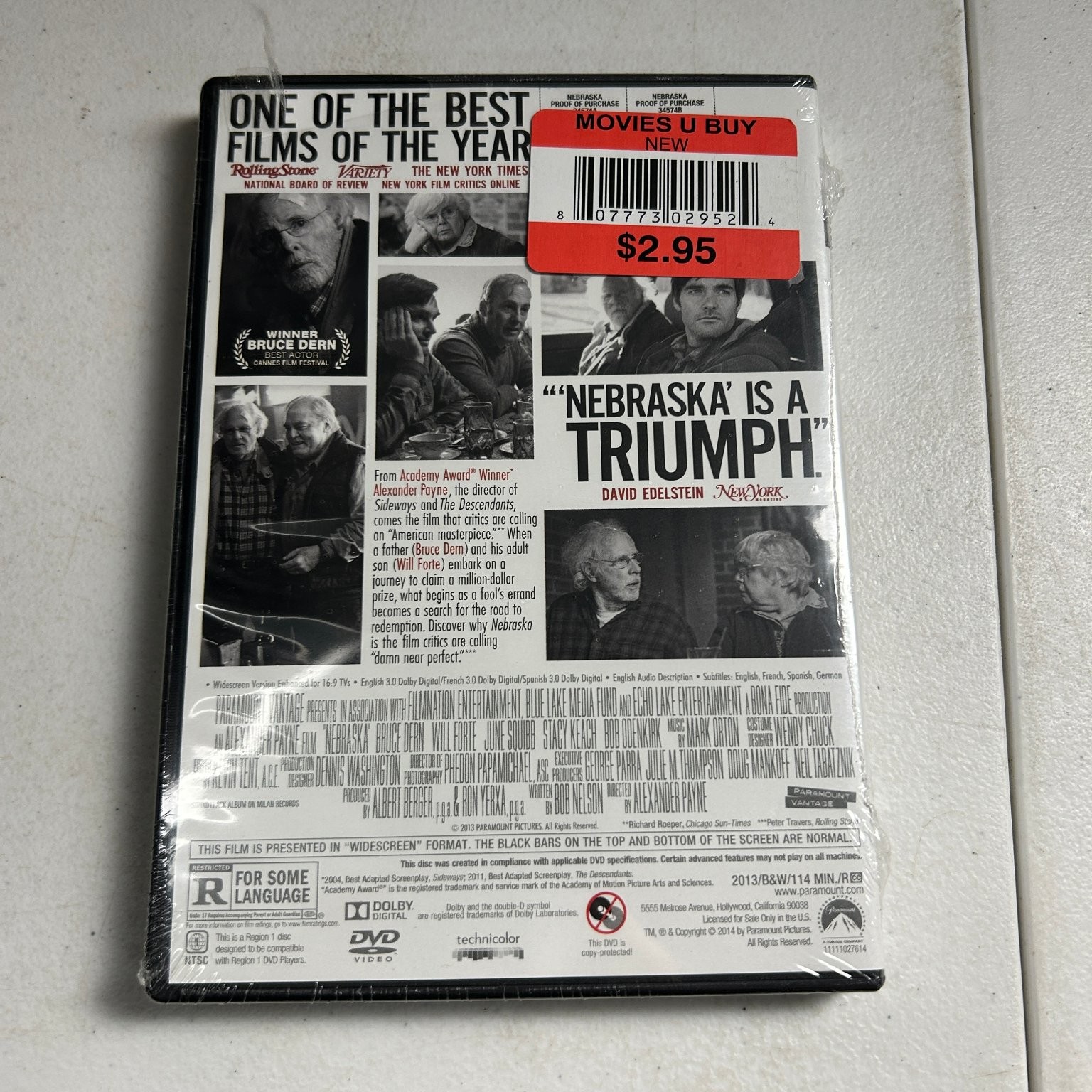 Nebraska DVD 2013 Alexander Payne, Bruce Dern, Will Forte Widescreen