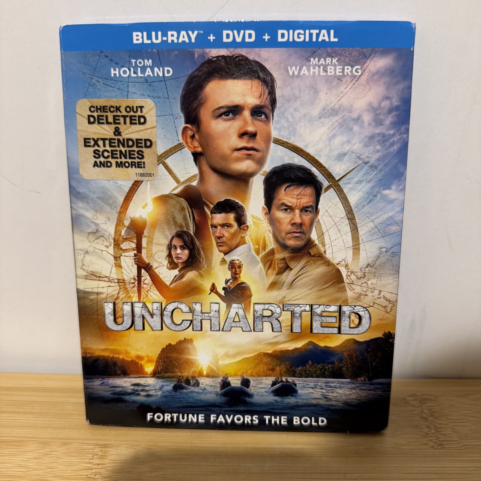 Uncharted (Blu-ray, 2022) Tom Holland & Mark Wahlberg W/slipcover Excellent