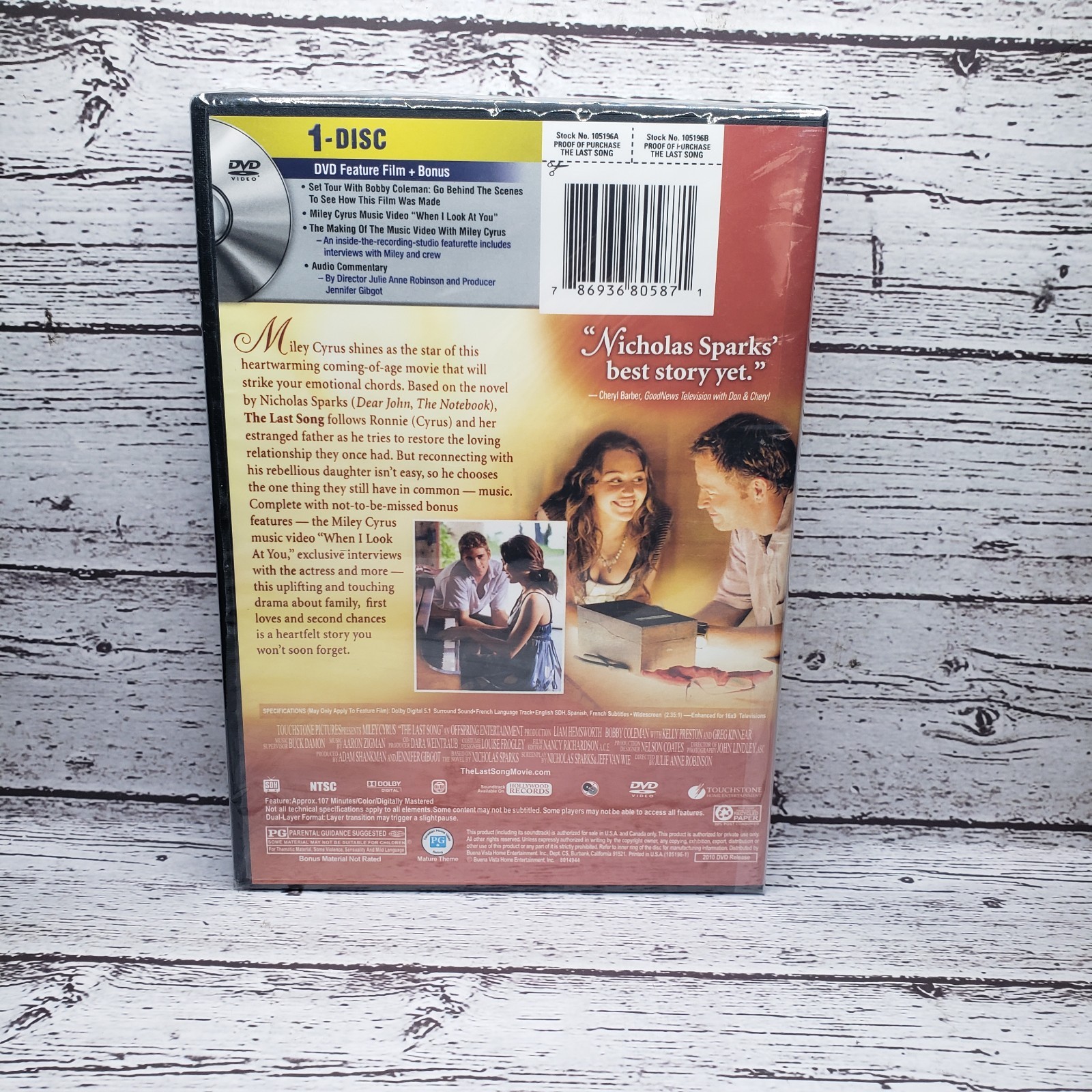 The Last Song (DVD, 2010) Nicholas Sparks Miley Cirus Touchstone Entertainment