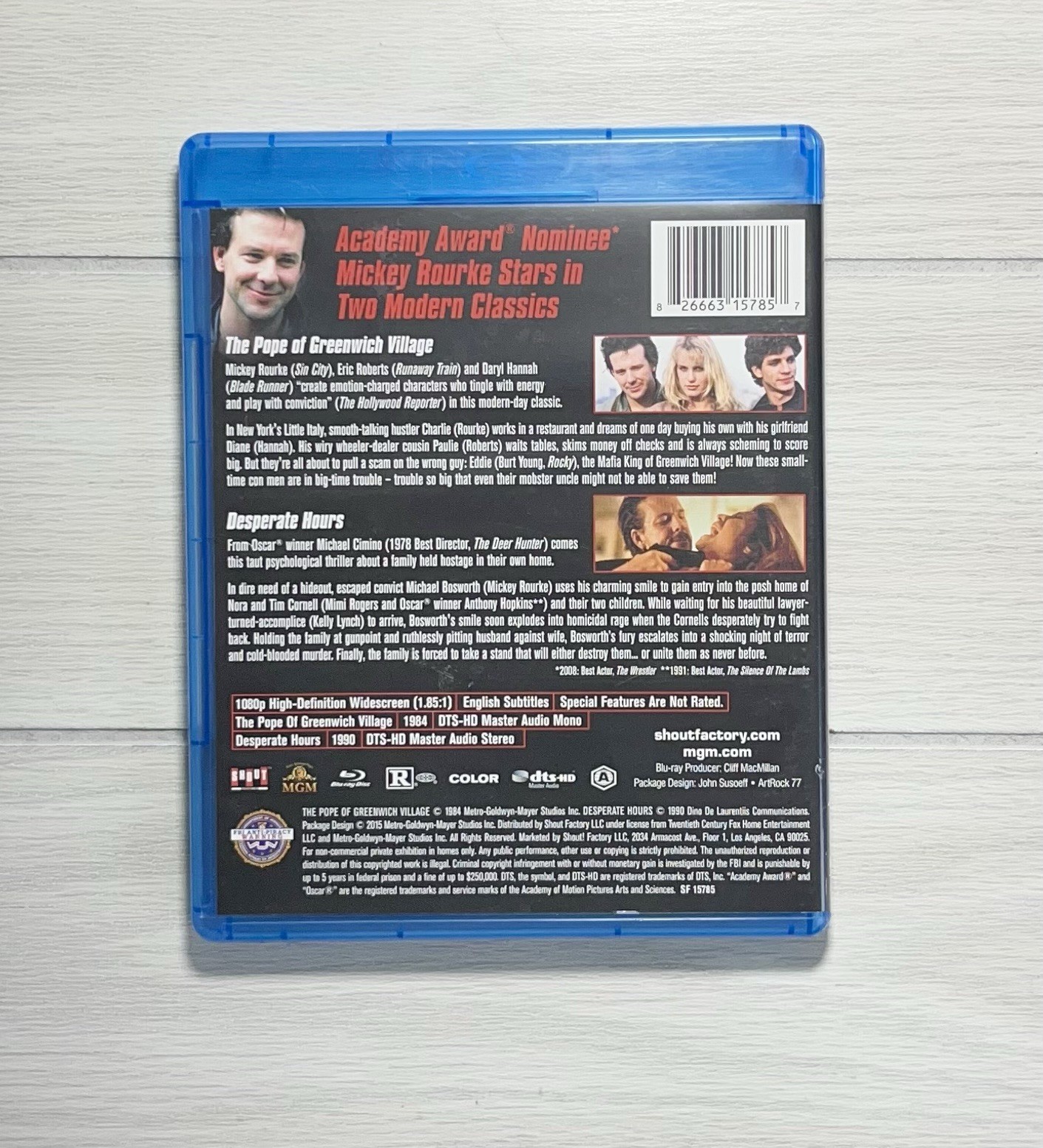 Desperate Hours / Pope of Greenwich Village -Blu-ray-Mickey Rourke Shout Factory