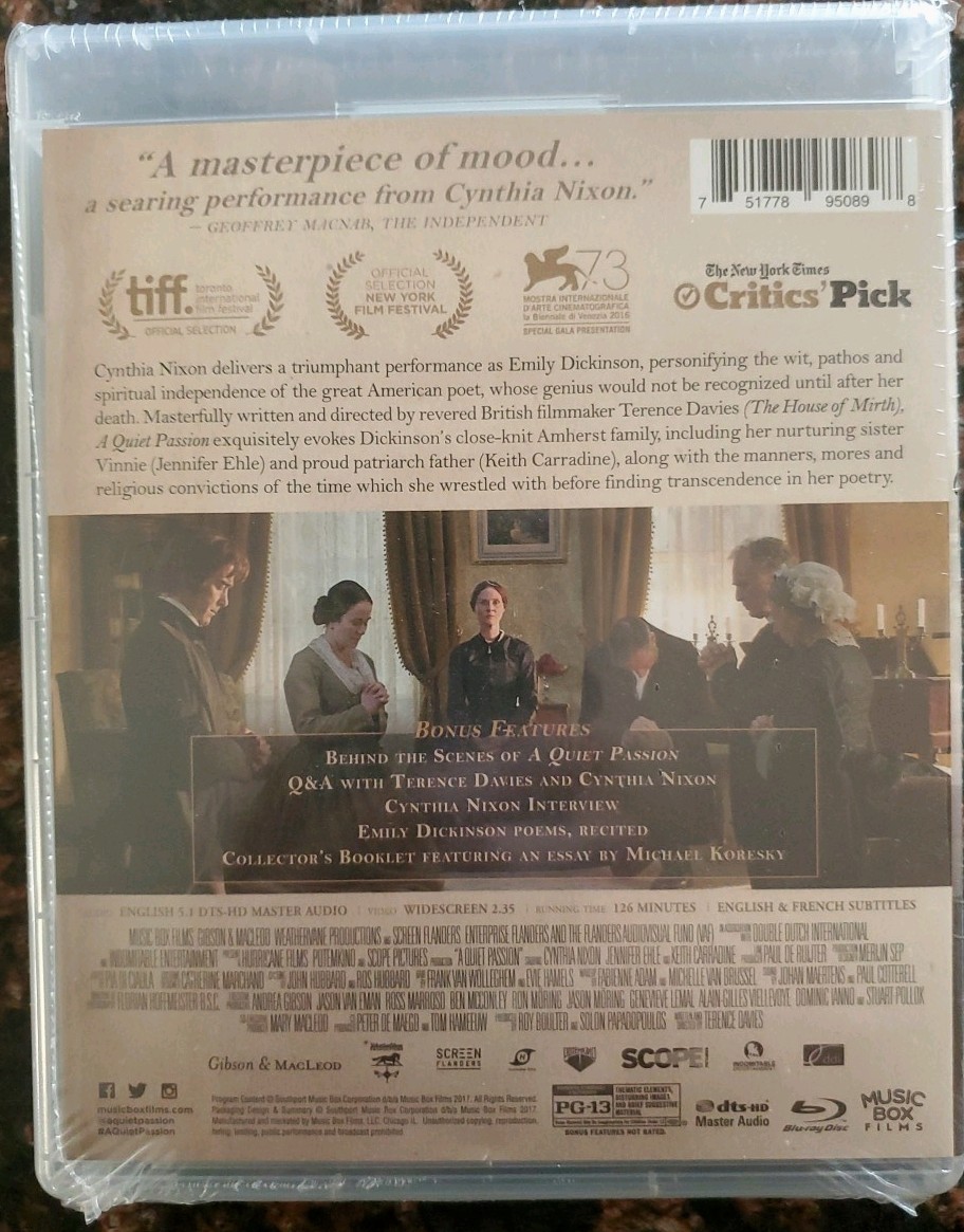 A Quiet Passion (Brand New OOP Music Box Films Blu-ray, 2016) Terence Davies