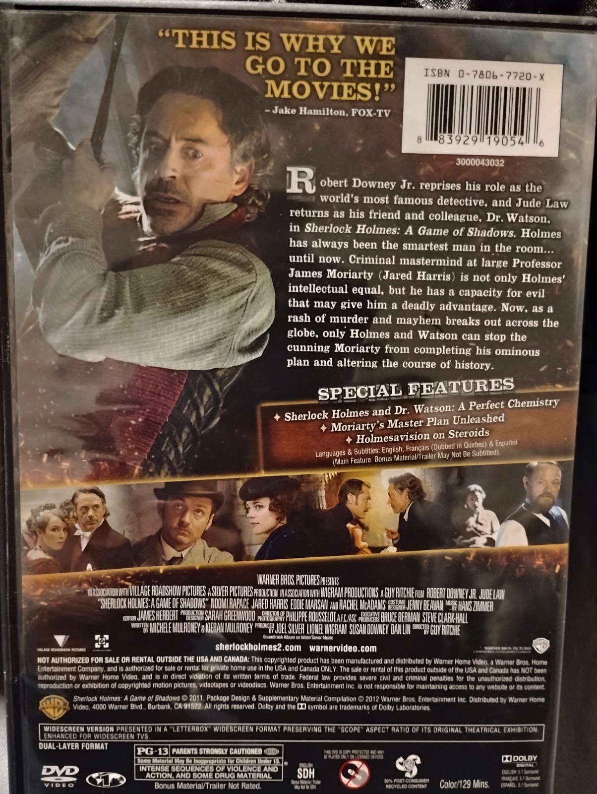 *2 MOVIE LOT* SHERLOCK HOLMES – Robert Downey Jr. Jude Law * RACHEL ADAMS *