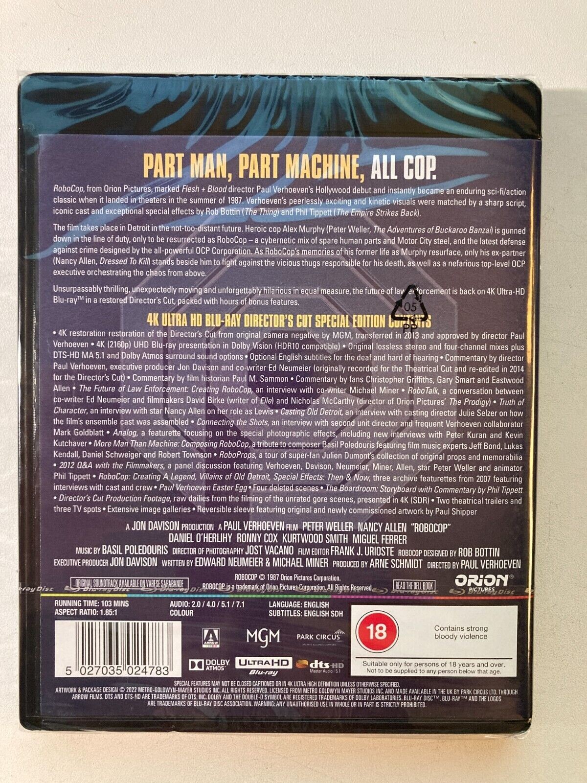 ROBOCOP (1987) Director’s Cut 4K UHD Blu-Ray BRAND NEW Free Ship