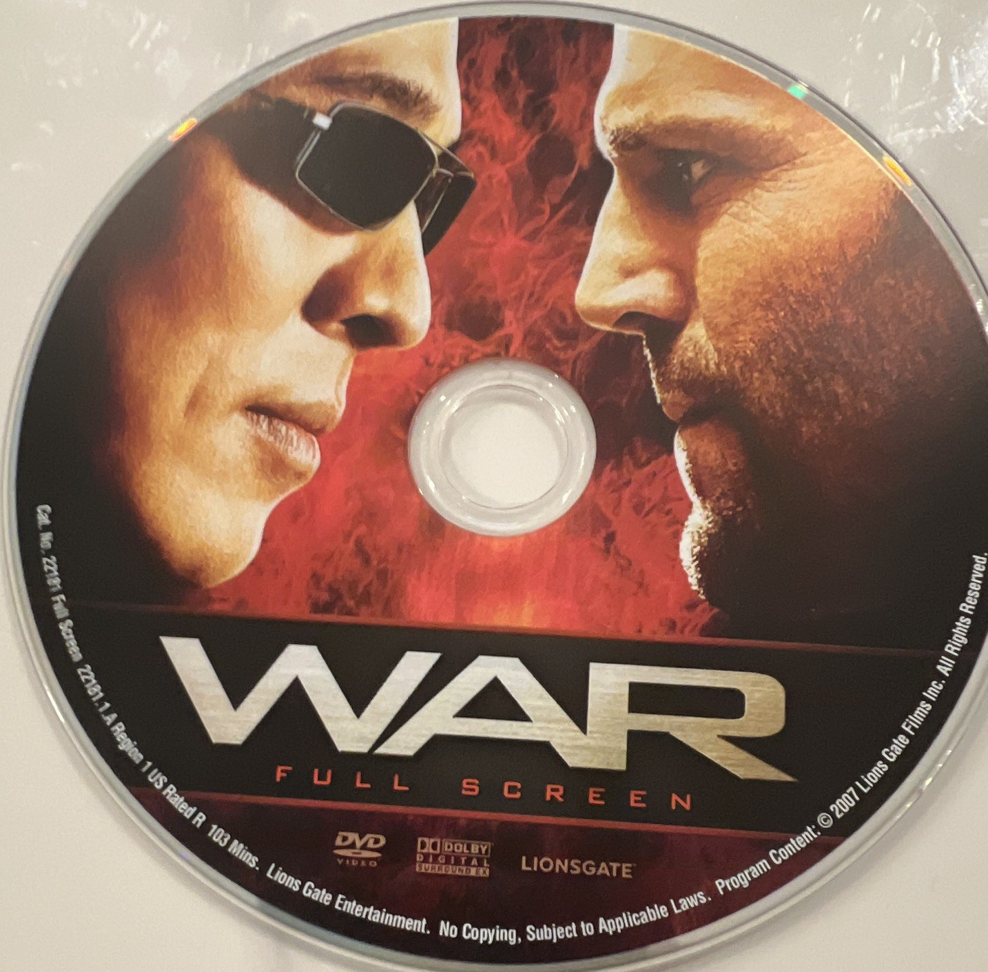 Lionsgate War DVD Movie 2007 R Full Screen Edition 103 Min Run Time