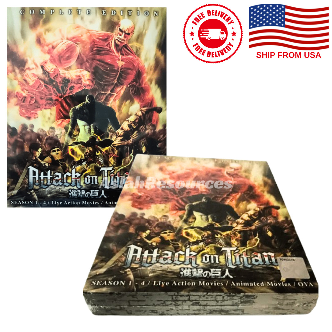 DVD Attack On Titan Complete Boxset (Sea 1-4)+Movie+OVA English Dub Ship From US
