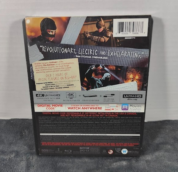 The Batman Exclusive SteelBook (4K Ultra HD+Blu-ray, 3-Disc Set, 2024) Dented
