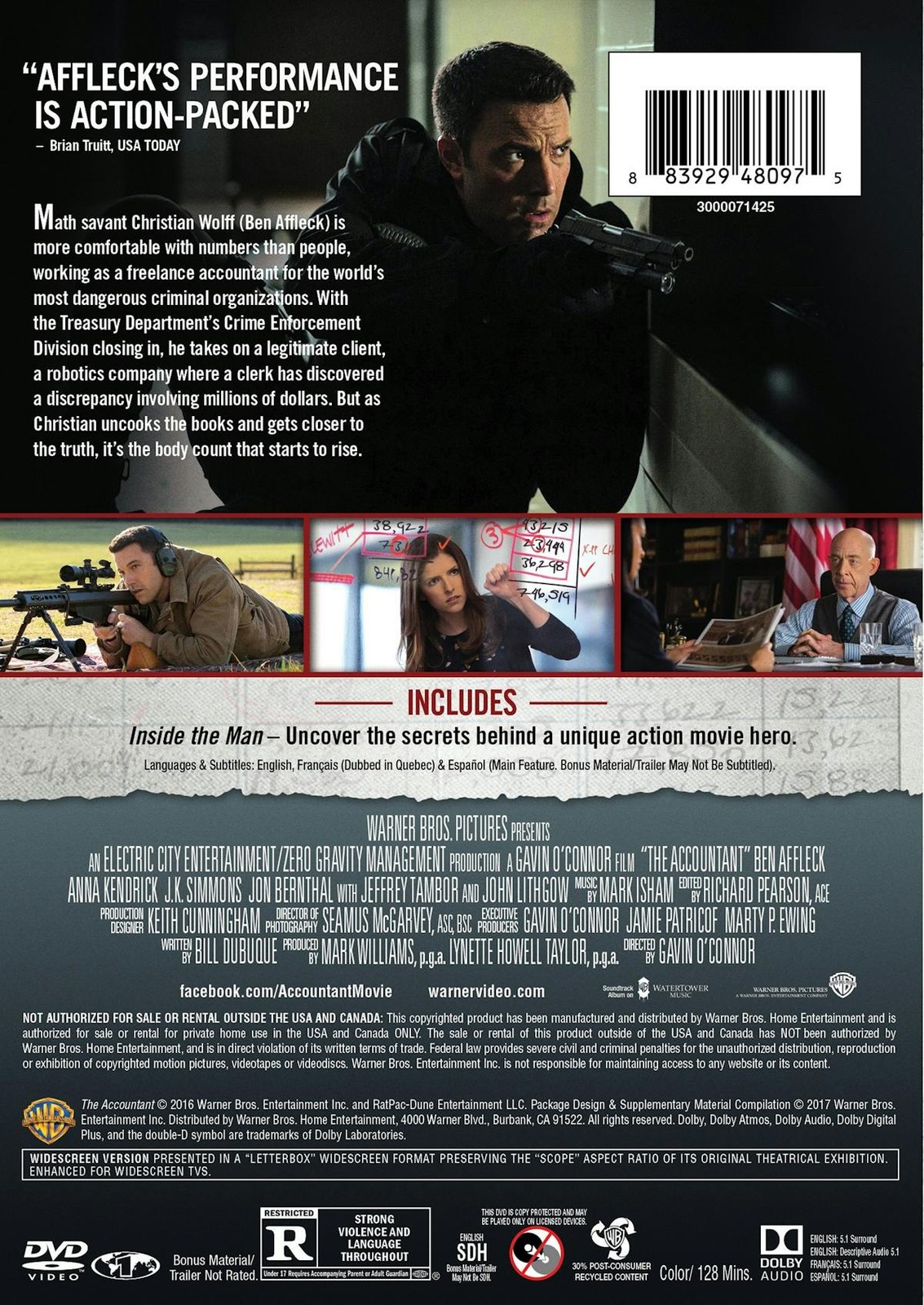 The Accountant DVD Ben Affleck NEW