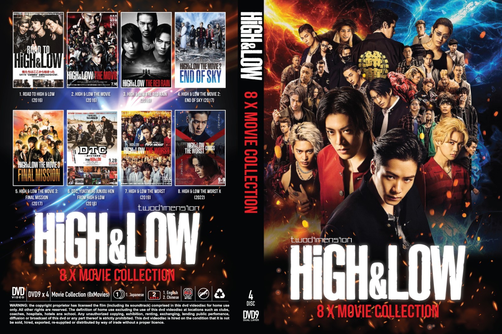 JAPANESE MOVIE~High & Low(8 x Movie Collection)English subtitle&All region