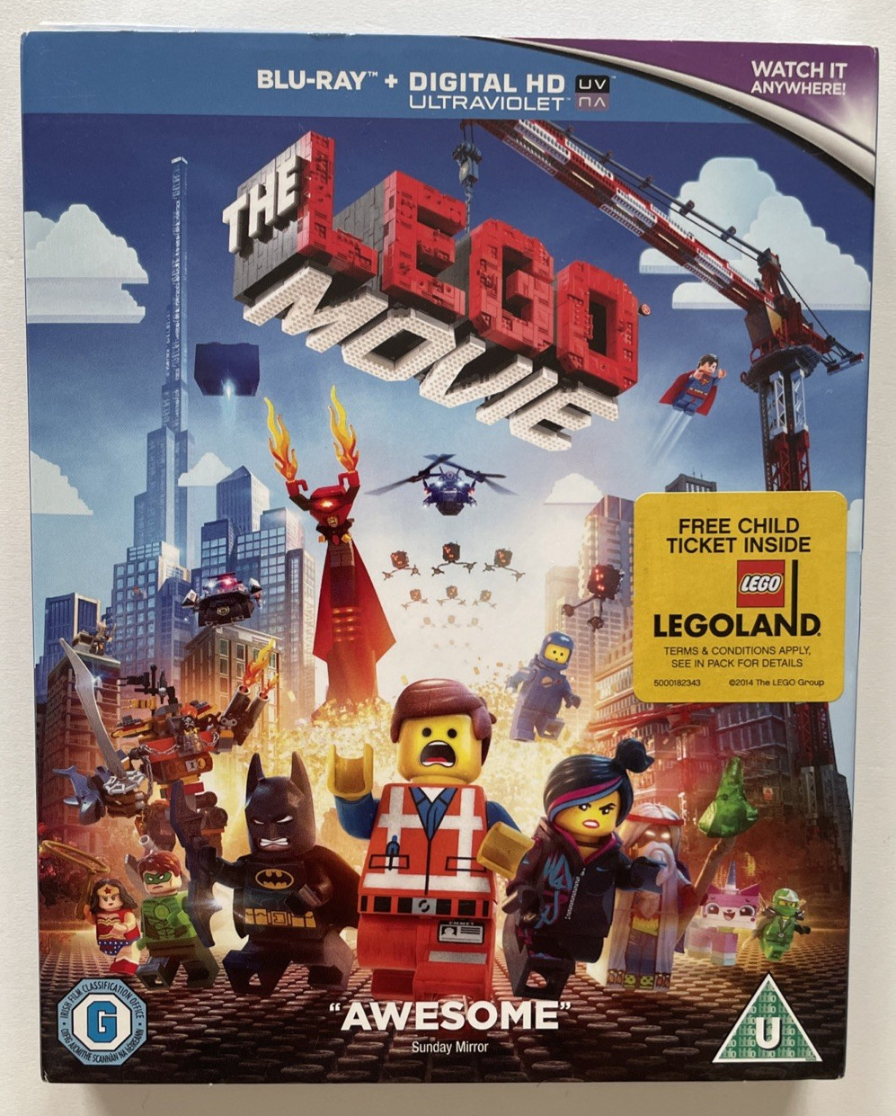 The Lego Movie (Blu-ray, 2014) Chris Pratt, Will Ferrell w/Slipcover NEW SEALED