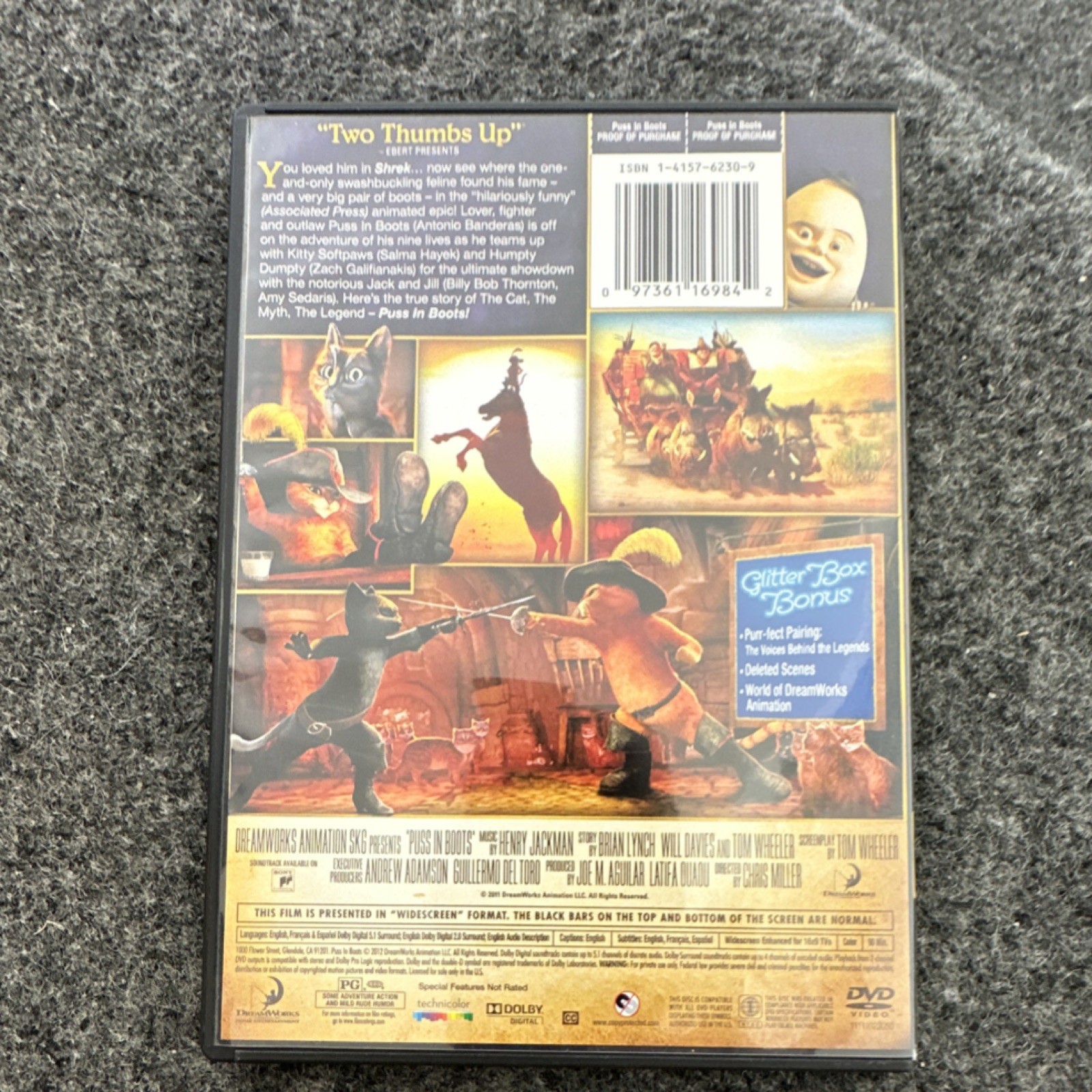 DreamWorks Puss in Boots Widescreen DVD PG Antonio Banderas Movie