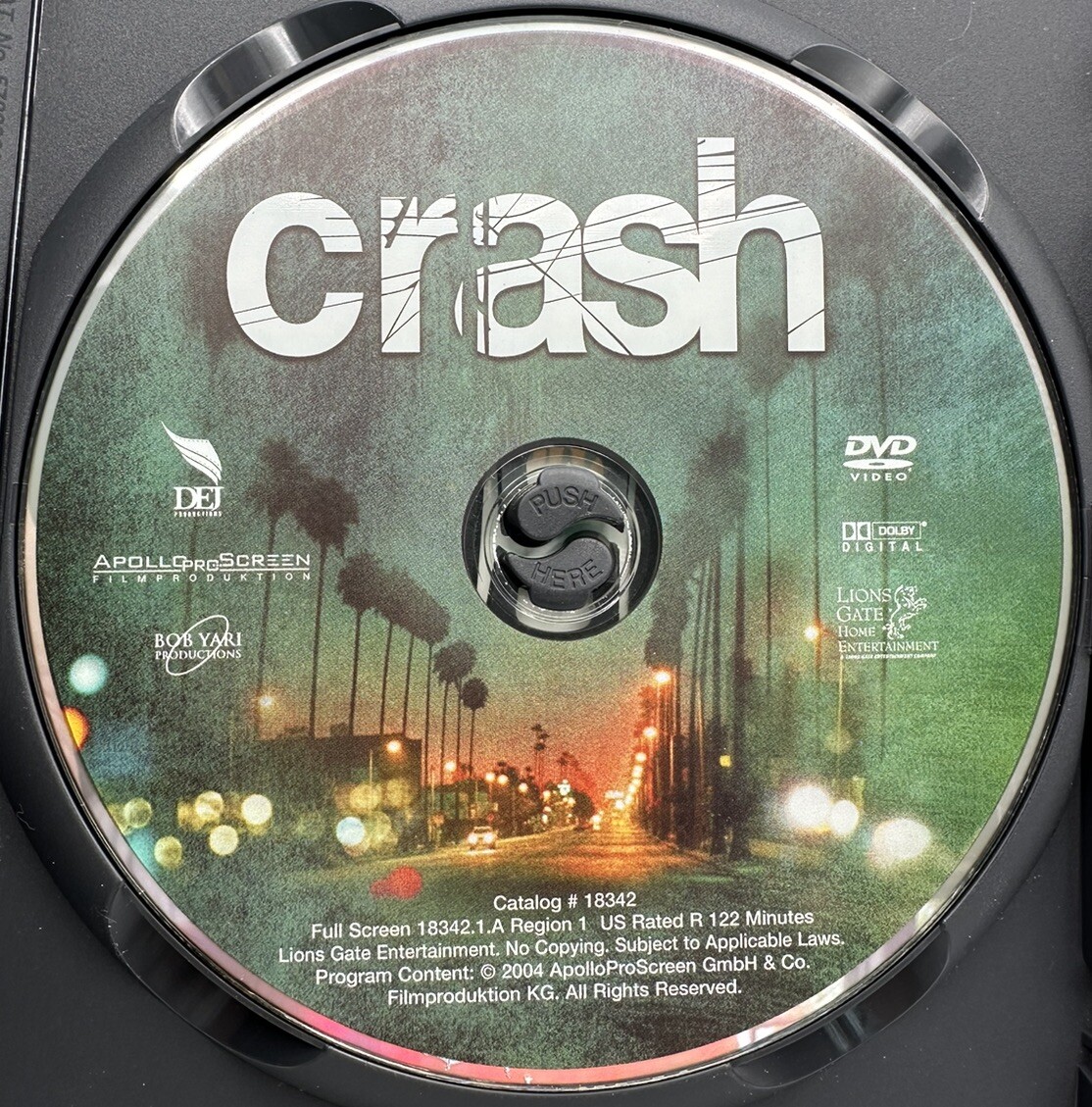 Crash DVD Full-Screen Sandra Bullock Matt Dillon Don Cheadle Chris Bridges 2004