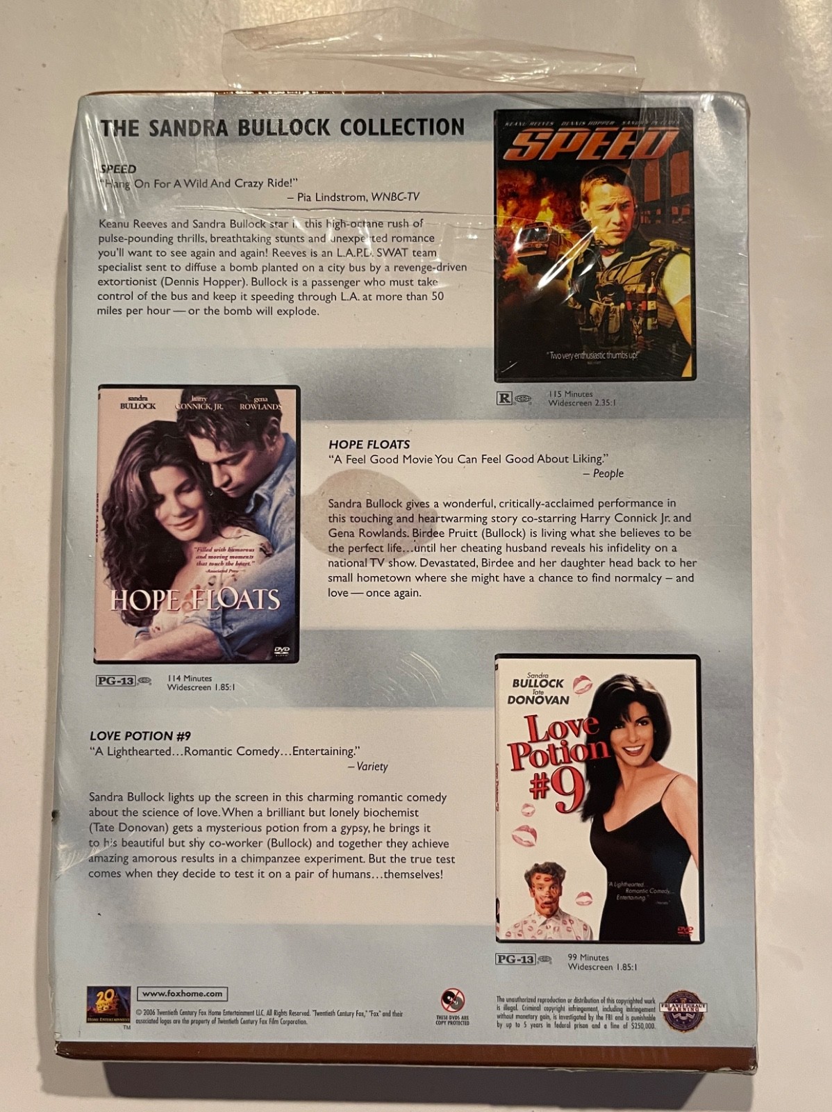 Brand New Sealed Sandra Bullock Collection 3-Disc Box Set DVD Speed Hope Floats