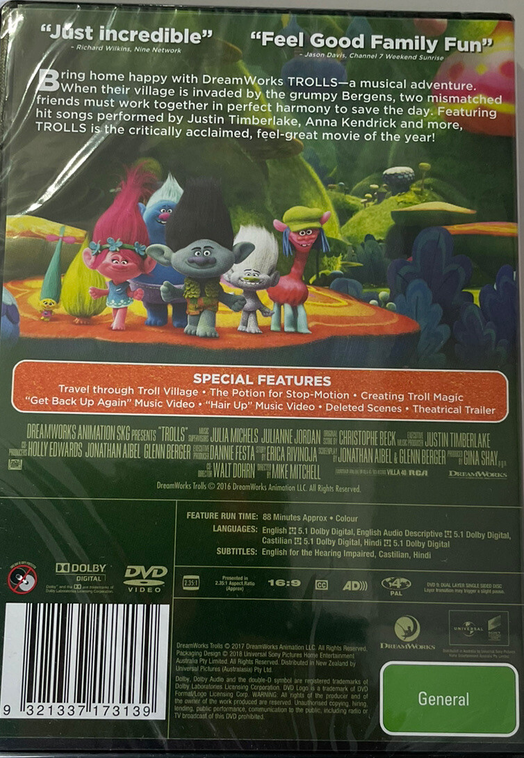 DVD Brand New Sealed TROLLS Dreamworks 2016 G