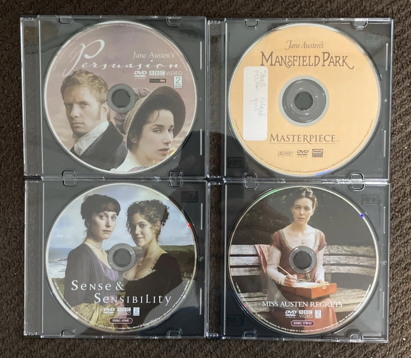 Jane Austin 4 DVD Movie Lot – Persuasion, Sense & Sensibility, Mansfield Park…