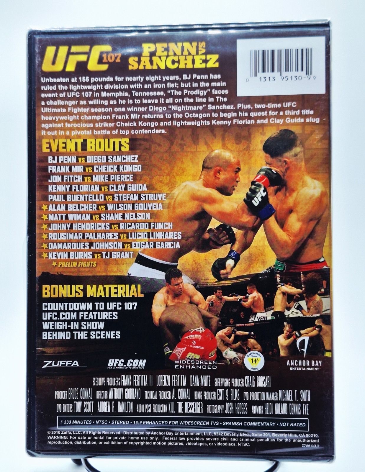 UFC 107: Penn vs Sanchez (2009/2010 Ultimate 2-Disc DVD Edition) NEW!
