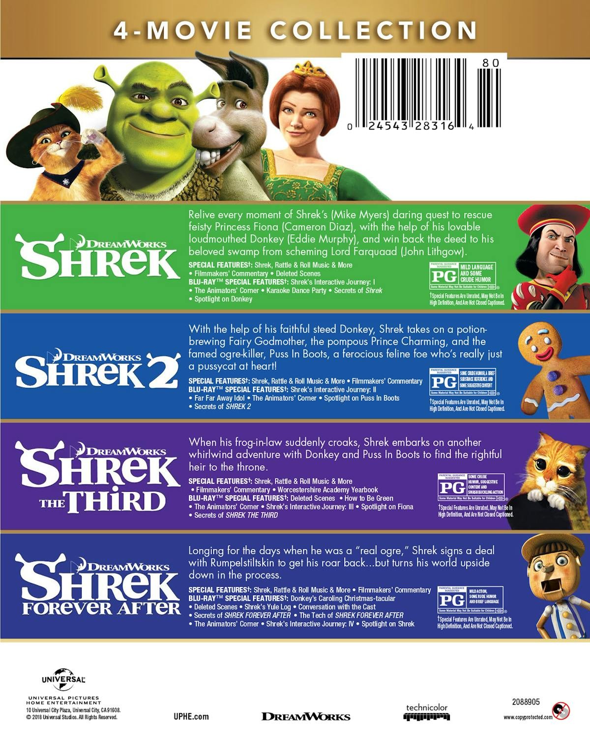 Shrek The 4-movie Collection Blu-ray Mike Myers NEW