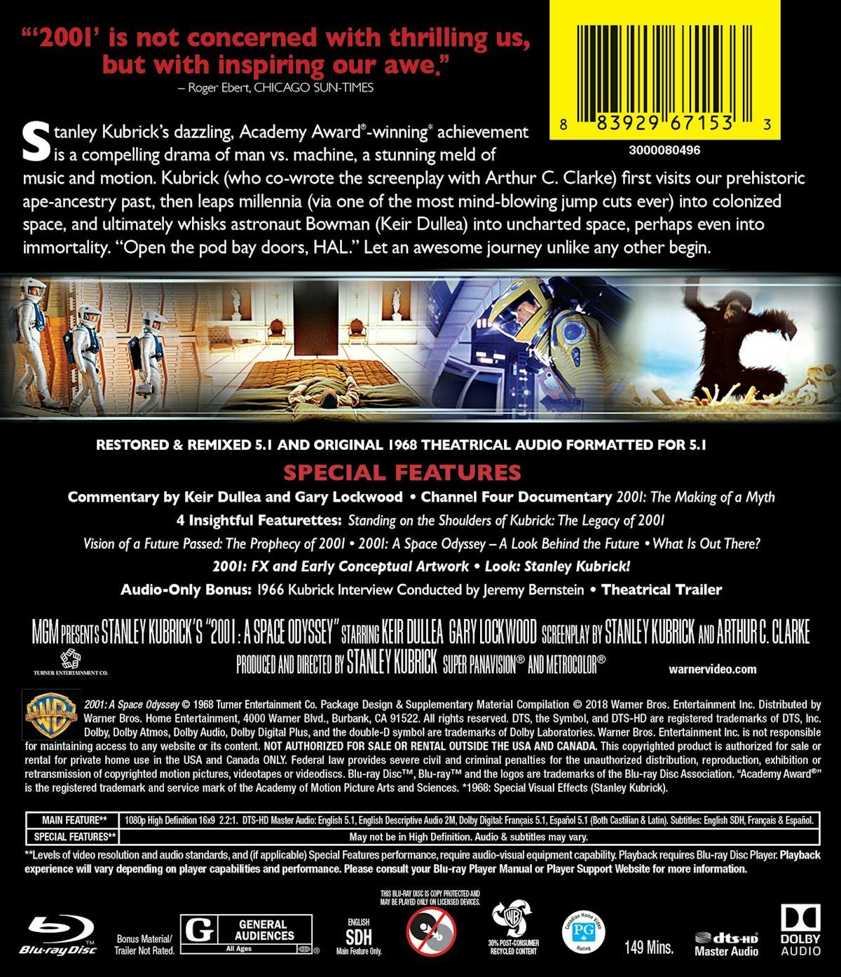 2001 – A Space Odyssey Blu-ray Keir Dullea NEW