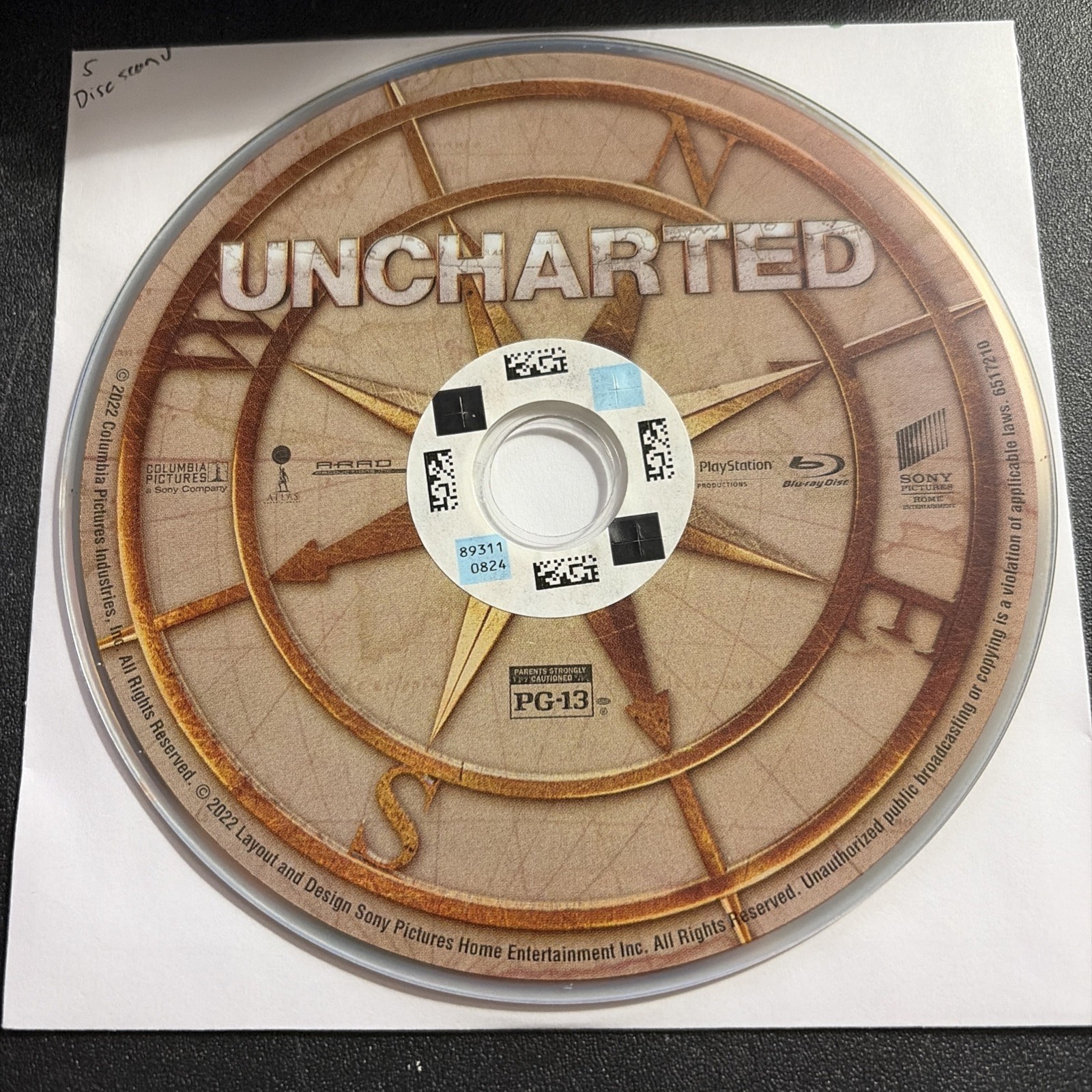 Uncharted (Blu-ray Disc Only, 2022) READ DESC 4 SHIP INFO