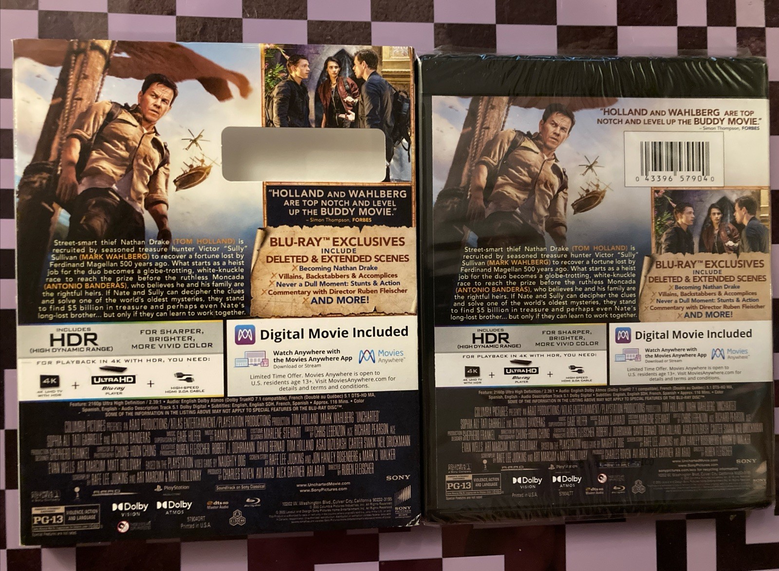NEW Tom Holland UNCHARTED 4KUHD + Blu-ray + Digital w/ Slipcover