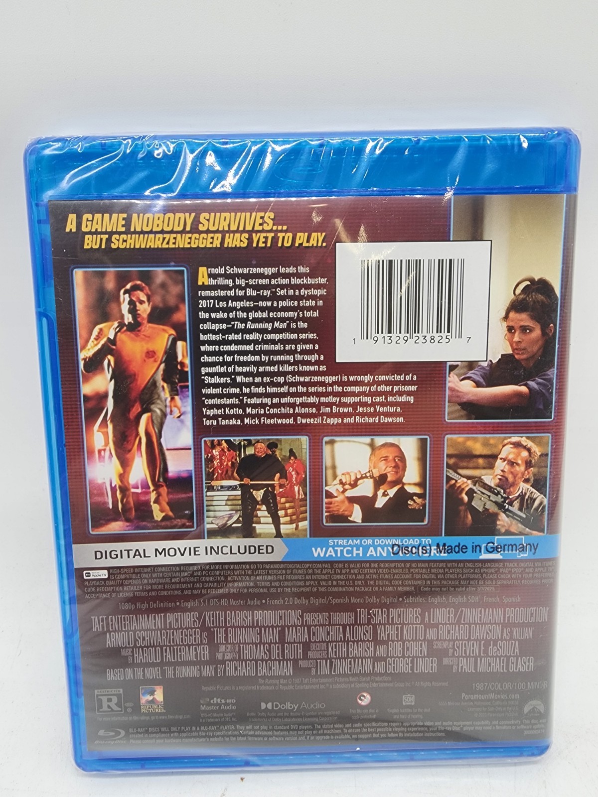 The Running Man Blu-ray + Digital Code Arnold Schwarzenegger 1987 New Sealed