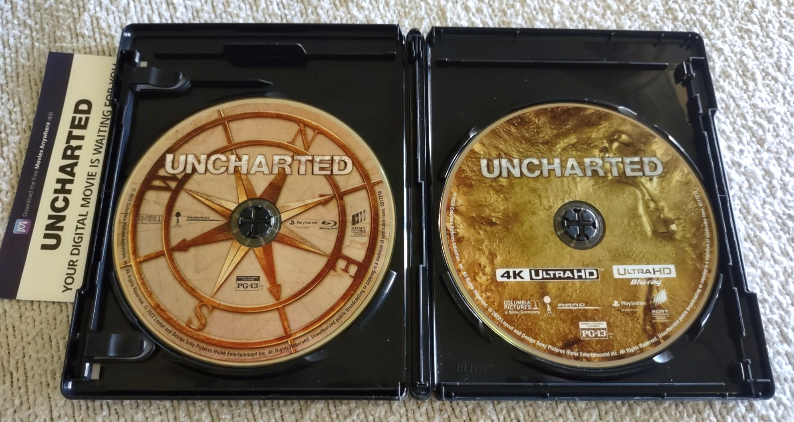 Uncharted 4K Ultra HD + Blu-ray Tom Holland Mark Wahlberg VG+ Discs