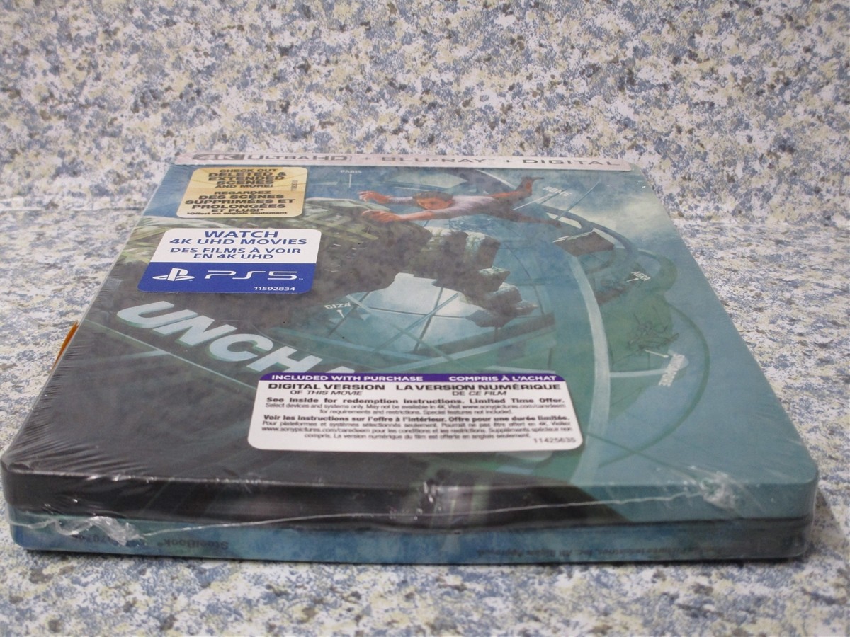 4K Ultra HD + BLU-RAY Uncharted Steelbook + Digital NEW Dented SEE PIX