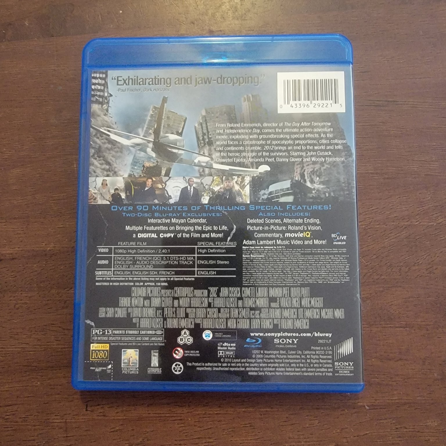 2012 Blu-ray 2009 Two-Disc Special Edition Roland Emmerich John Cusack