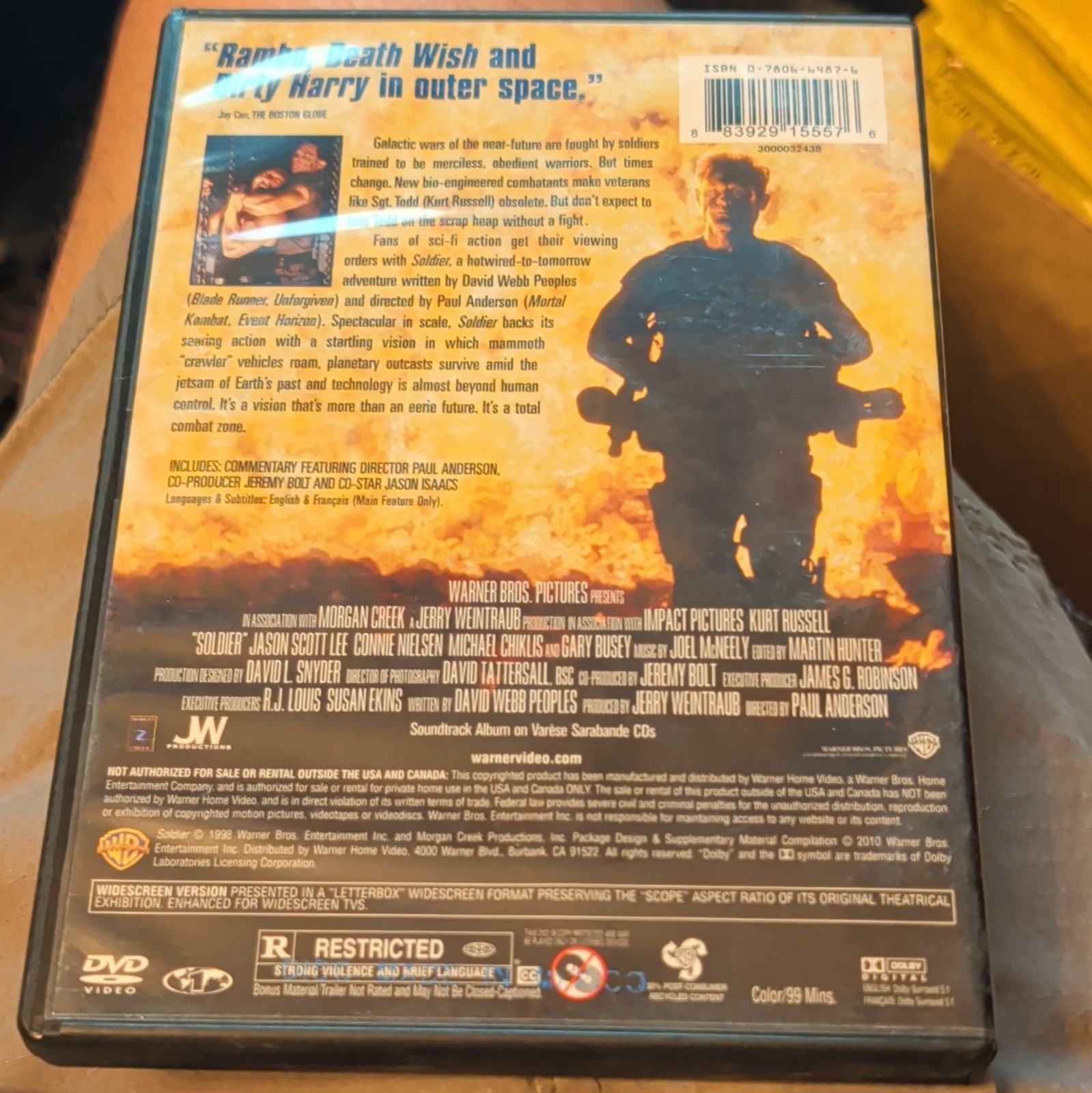 Warner Home Video Soldier DVD Kurt Russell Widescreen Subtitles R 99 min