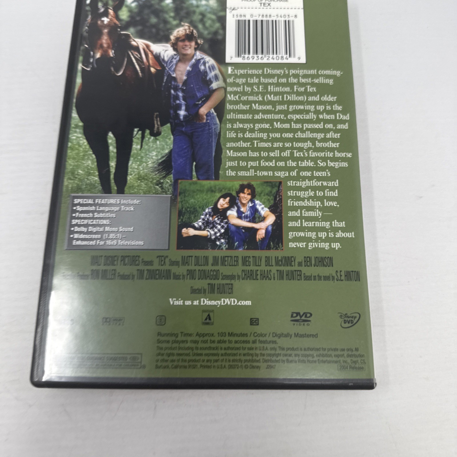 Tex (DVD, 1982) Disney Matt Dillon Jim Metzler Meg Tilly