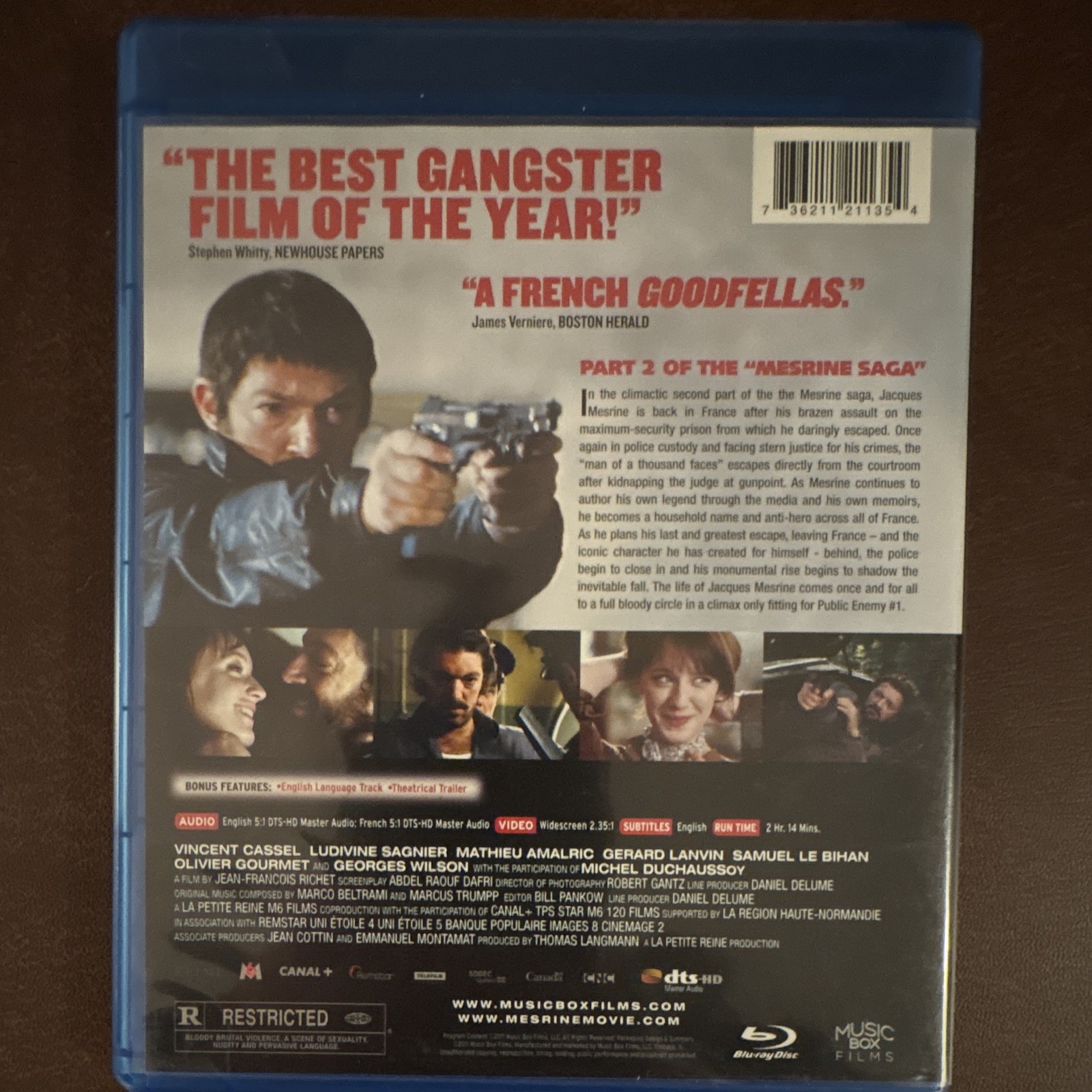 Music Box Films Mesrine: Public Enemy #1 (2008) Blu-ray R Crime Richet Cassel