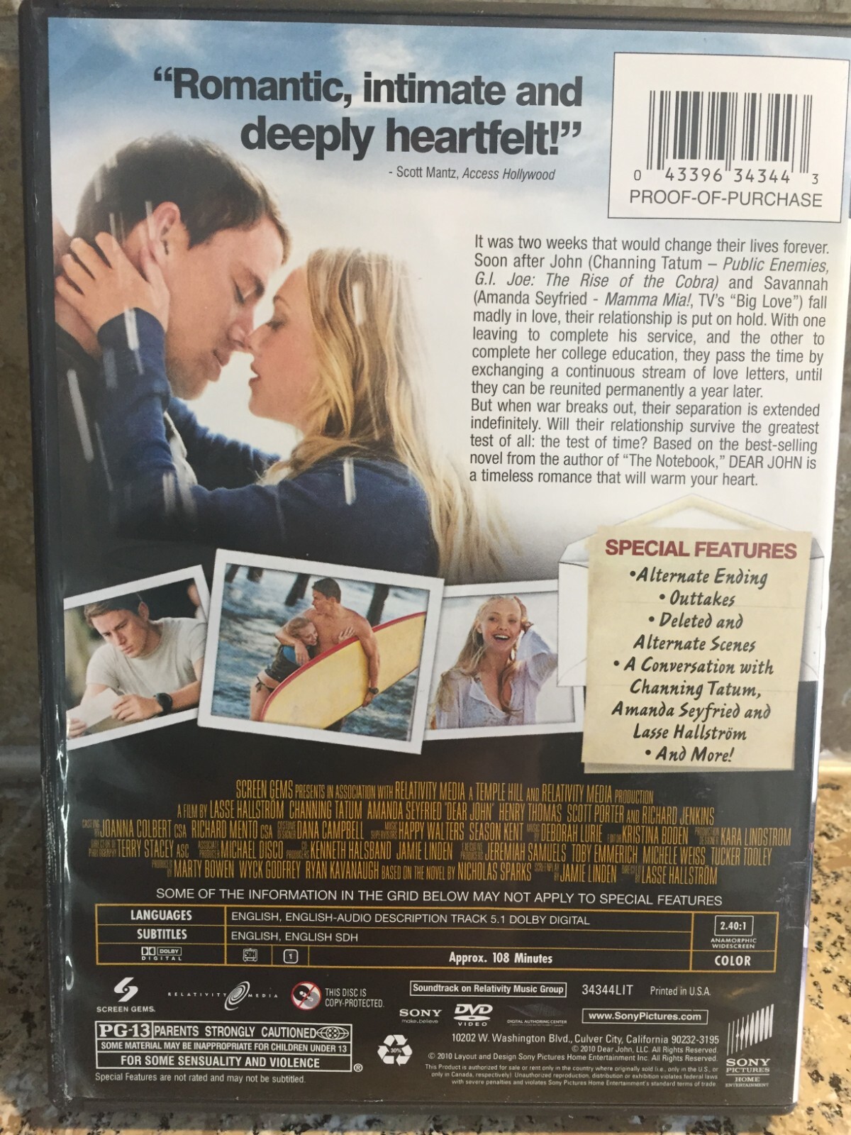 Dear John (2010) DVD / Channing Tatum / Plays great / Ships same day