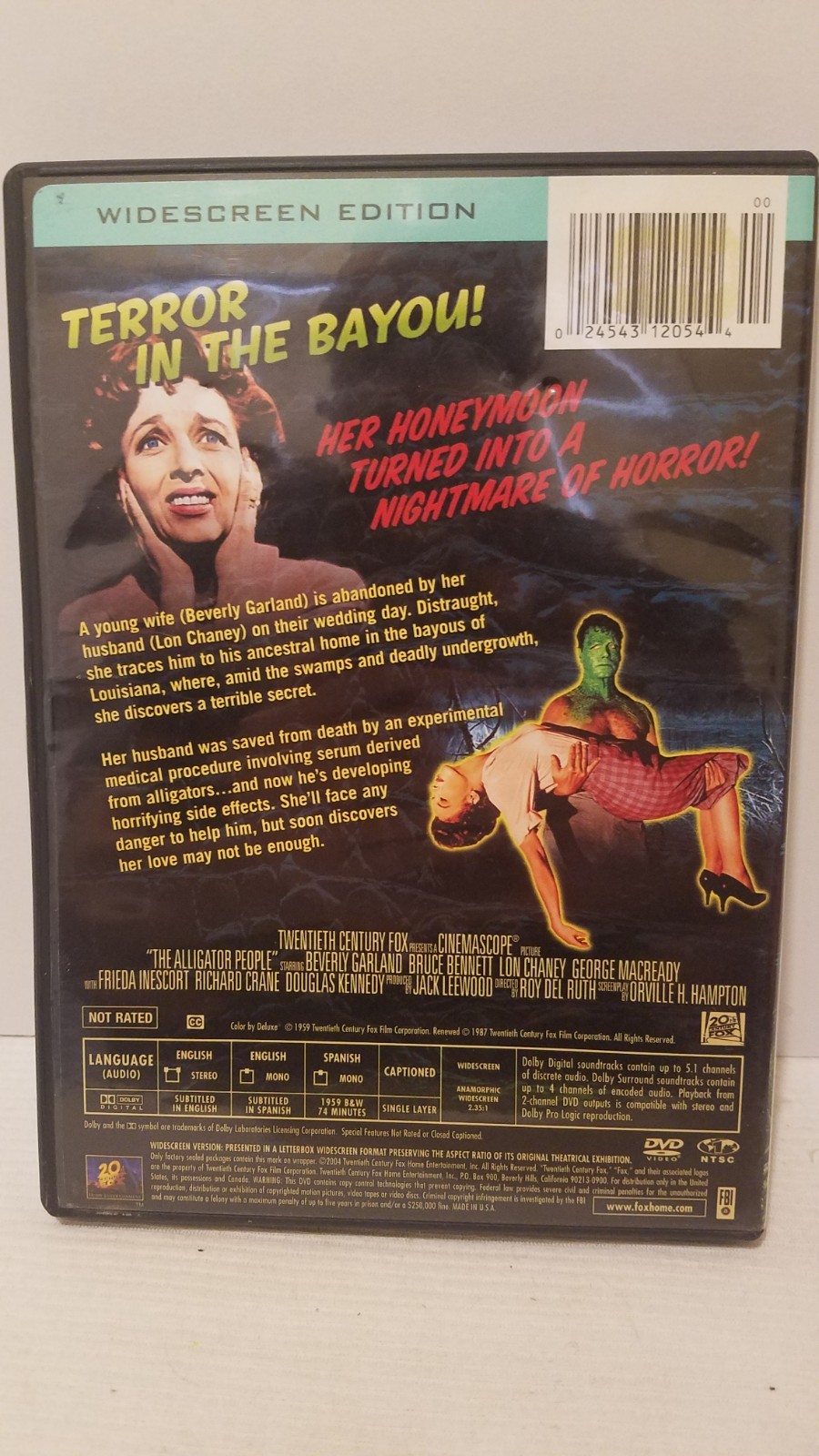 THE ALLIGATOR PEOPLE (1959) Lon Chaney – Beverly Garland 2.35:1 WIDESCREEN DVD