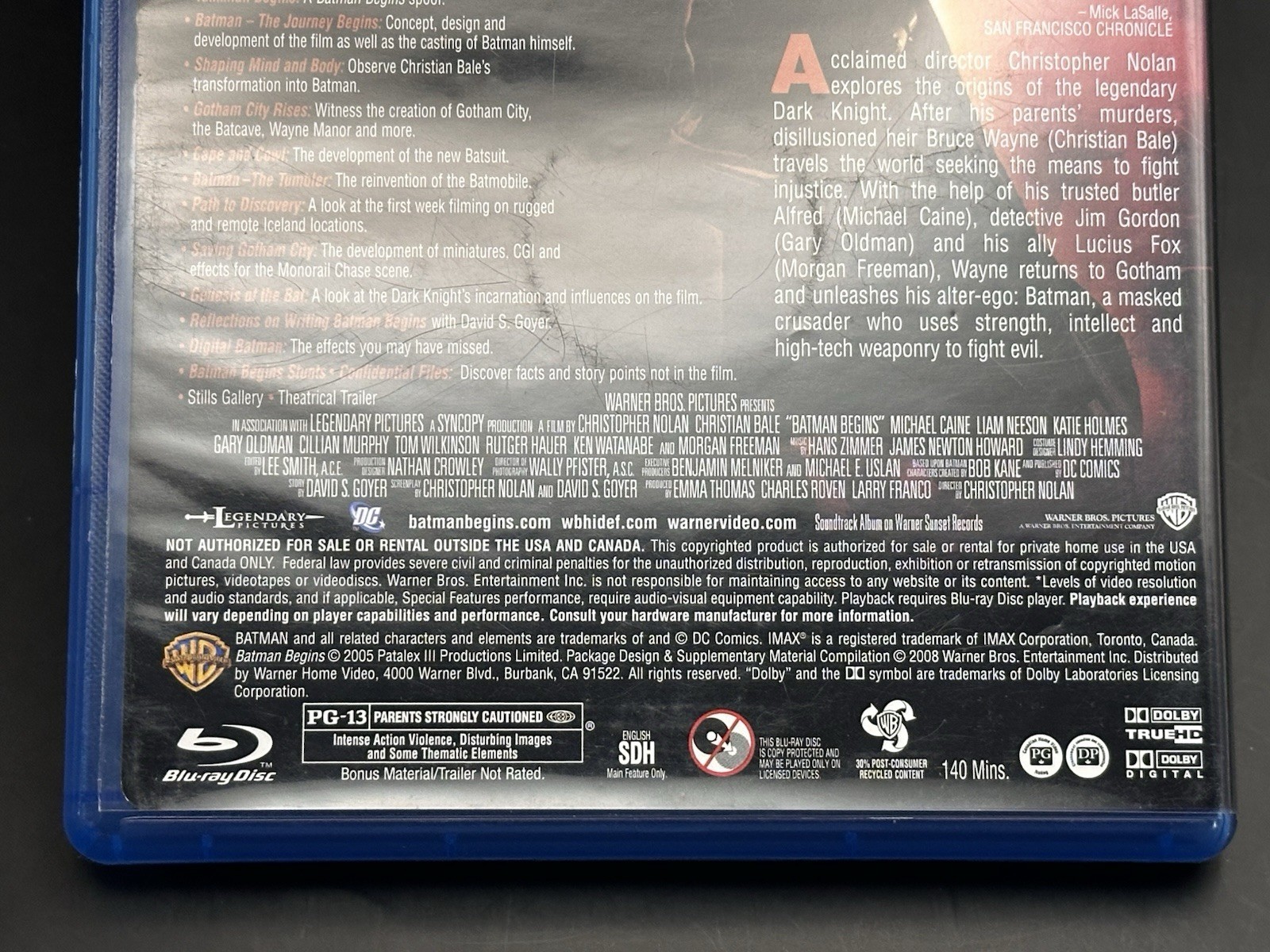 Batman Begins (Blu-ray, 2008) Christian Bale – Tested & Working – READ