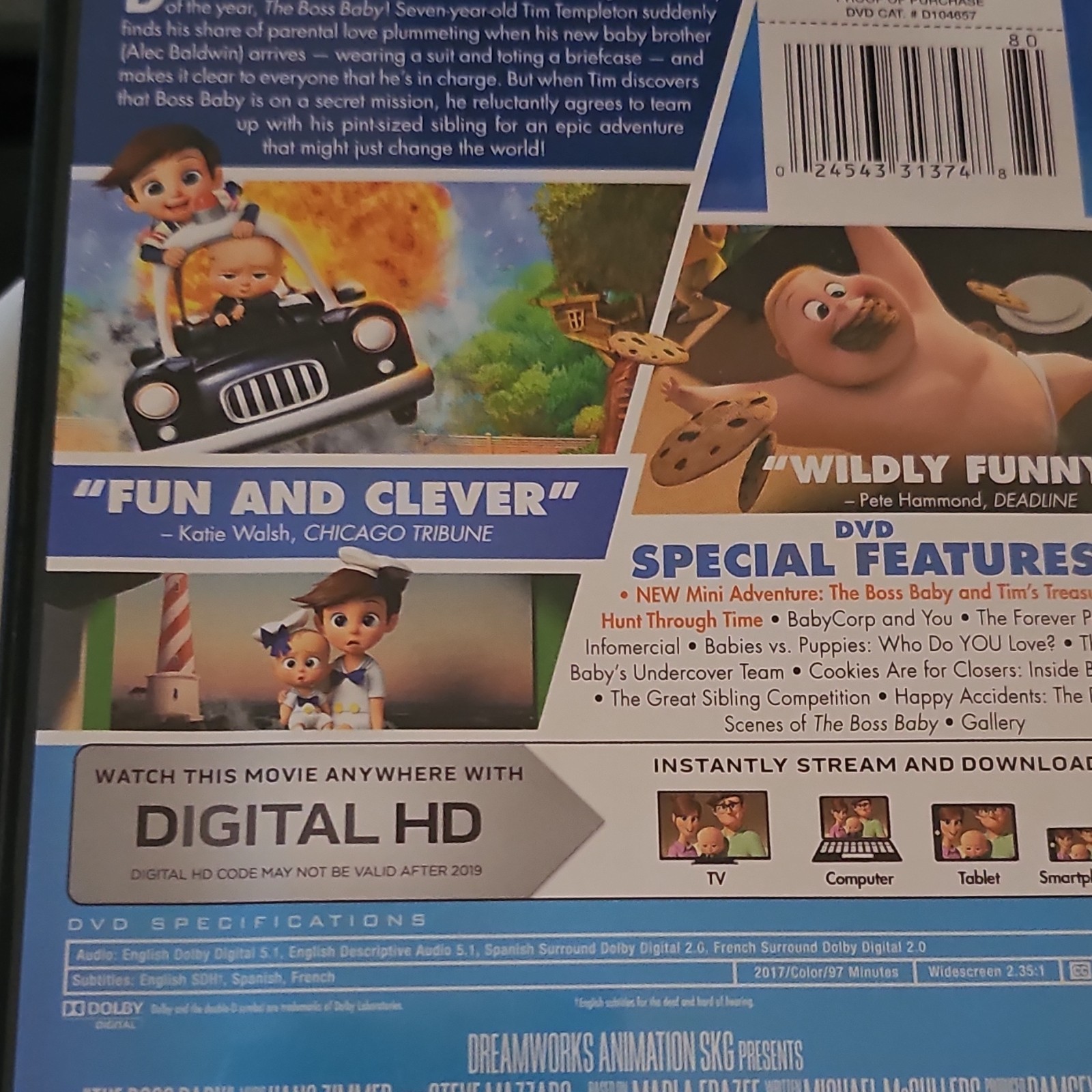 DreamWorks Animation SKG The Boss Baby DVD Widescreen Alec Baldwin Family PG