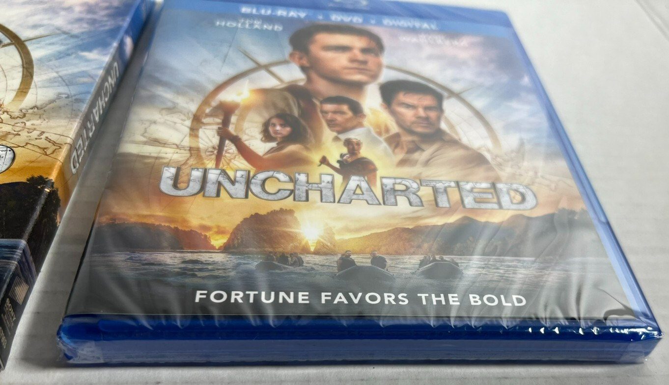 Uncharted 2022 Blu-ray DVD Digital Tom Holland Mark Wahlberg SEALED w/ Slipcover