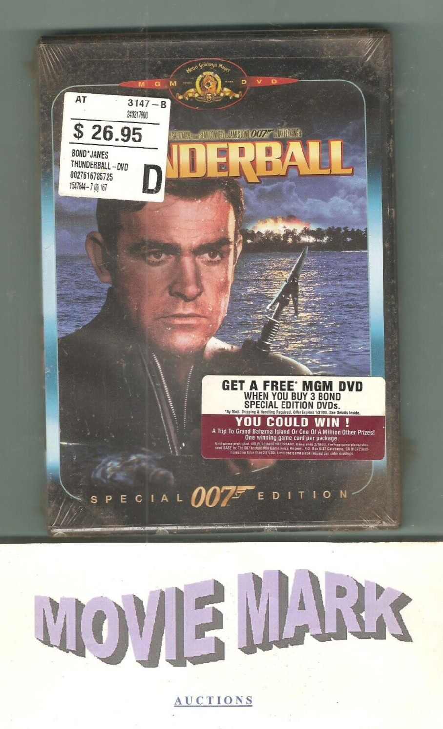 THUNDERBALL 1965 MGM Home Video WS DVD Connery 007 ☆NEW☆📀 1st official release!