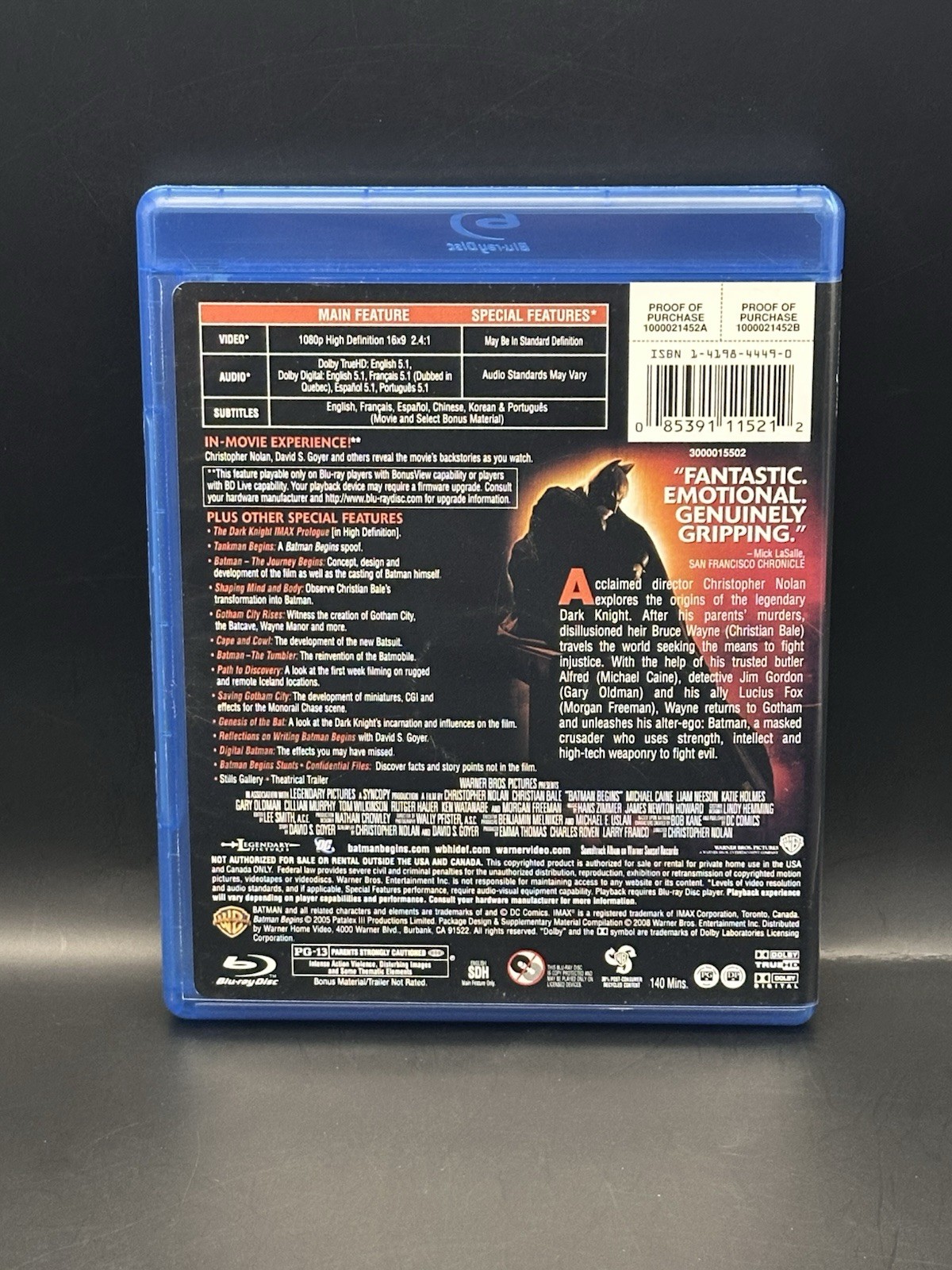 Batman Begins (Blu-ray, 2008) Christian Bale – Tested & Working – READ
