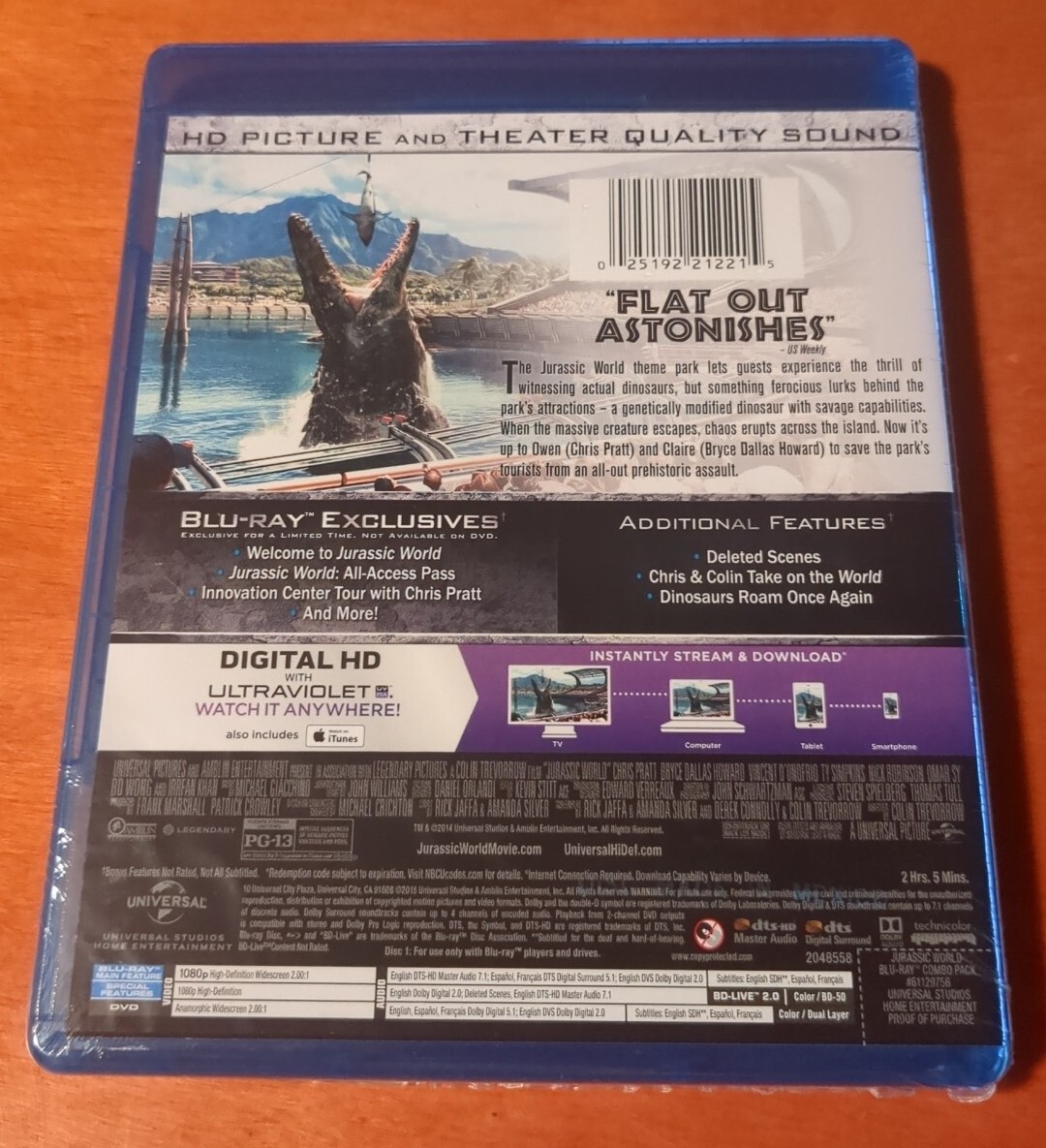 Jurassic World blu-ray Chris Pratt Bryce Dallas Howard Colin Trevorrow